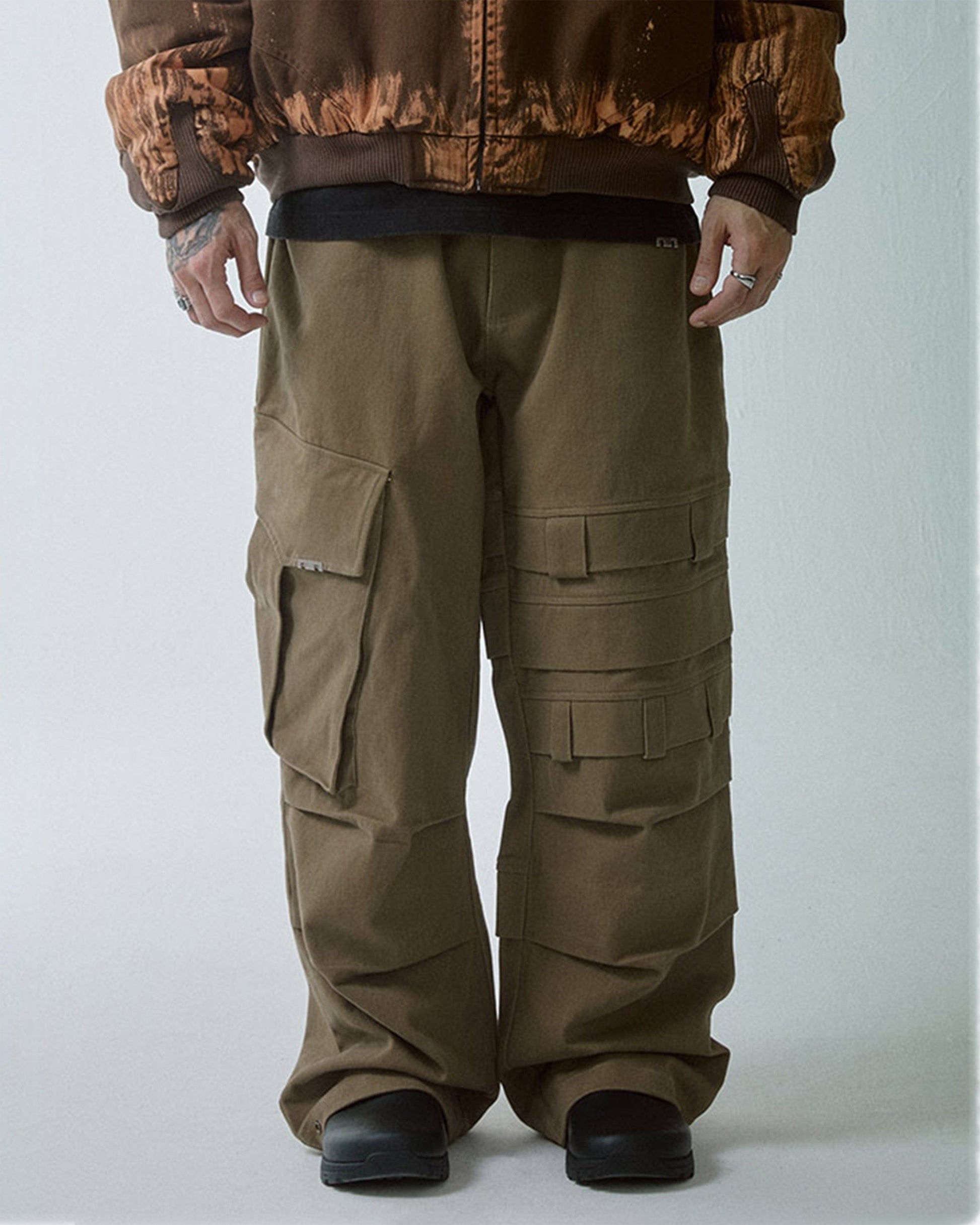 F2CE Asymmetrical Crinkled Cargo Pants-Pants-S-Free Shipping Leatheretro