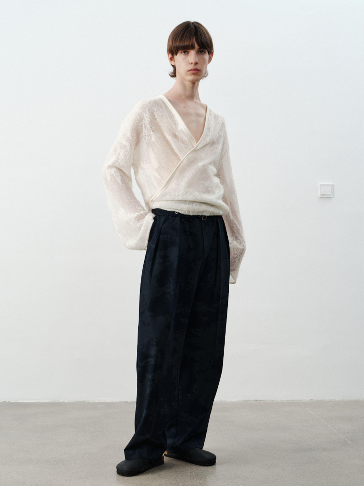 GRAINMUSTARD Alpaca Openwork Jacquard Wrap Long-Sleeve Tee-L/S Tee-One Size-Free Shipping Leatheretro