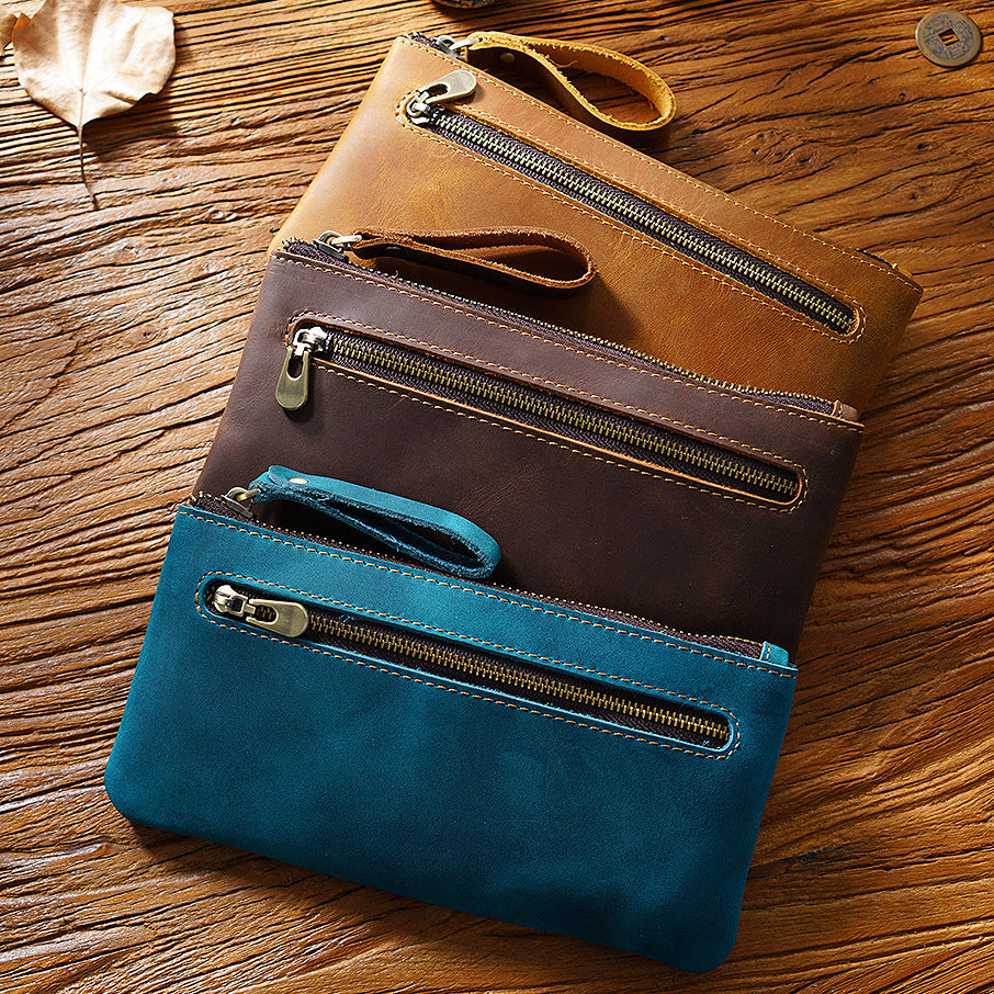 Retro Crazy Horse Leather Pencil Case - Creative Portable Hand Grip Buggy Bag-Pencil Case-Black-Free Shipping Leatheretro