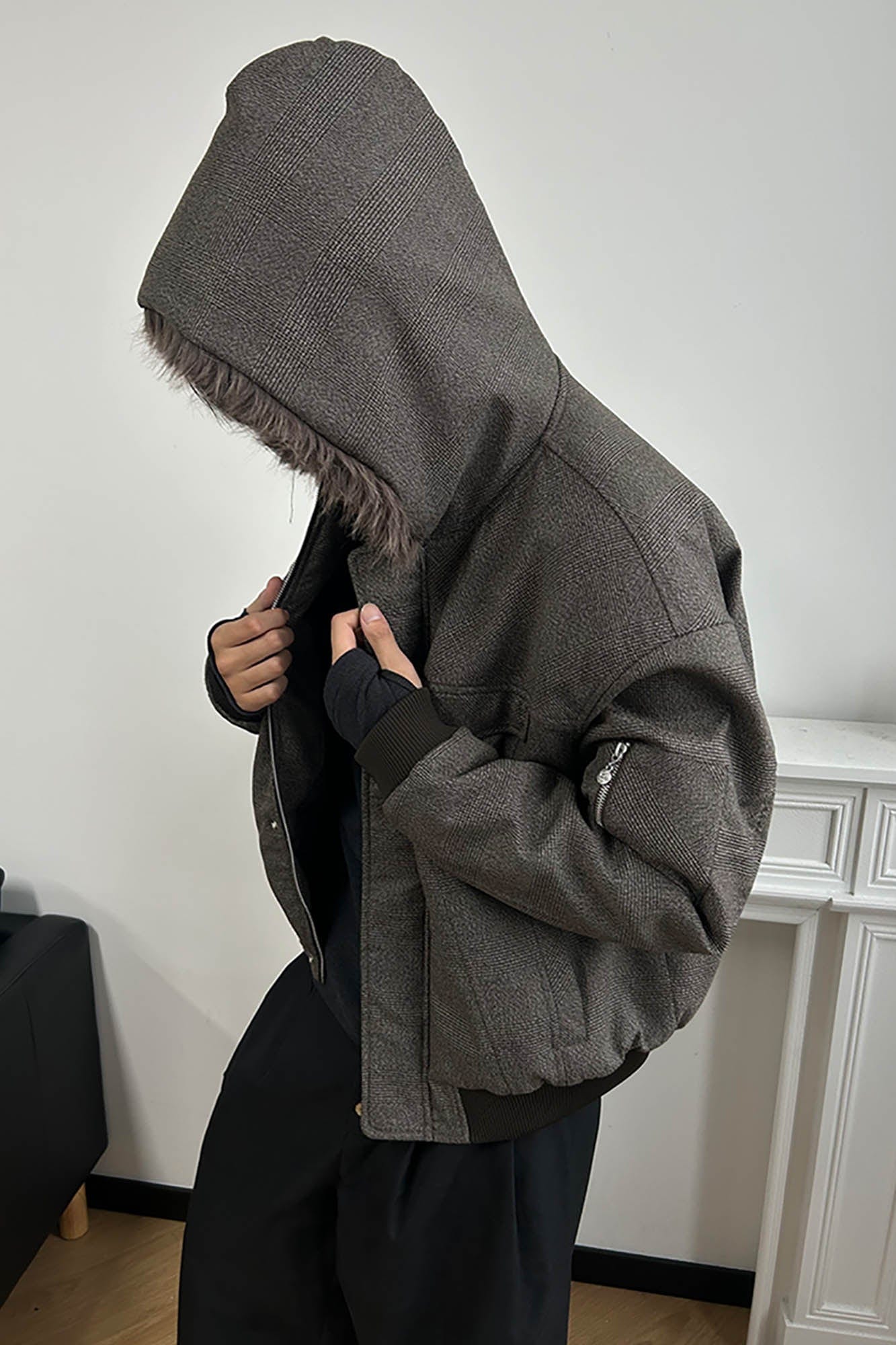 KREATE Padded Faux Fur Collar Utility Jacket-Jacket-S-Multicolor-Free Shipping Leatheretro