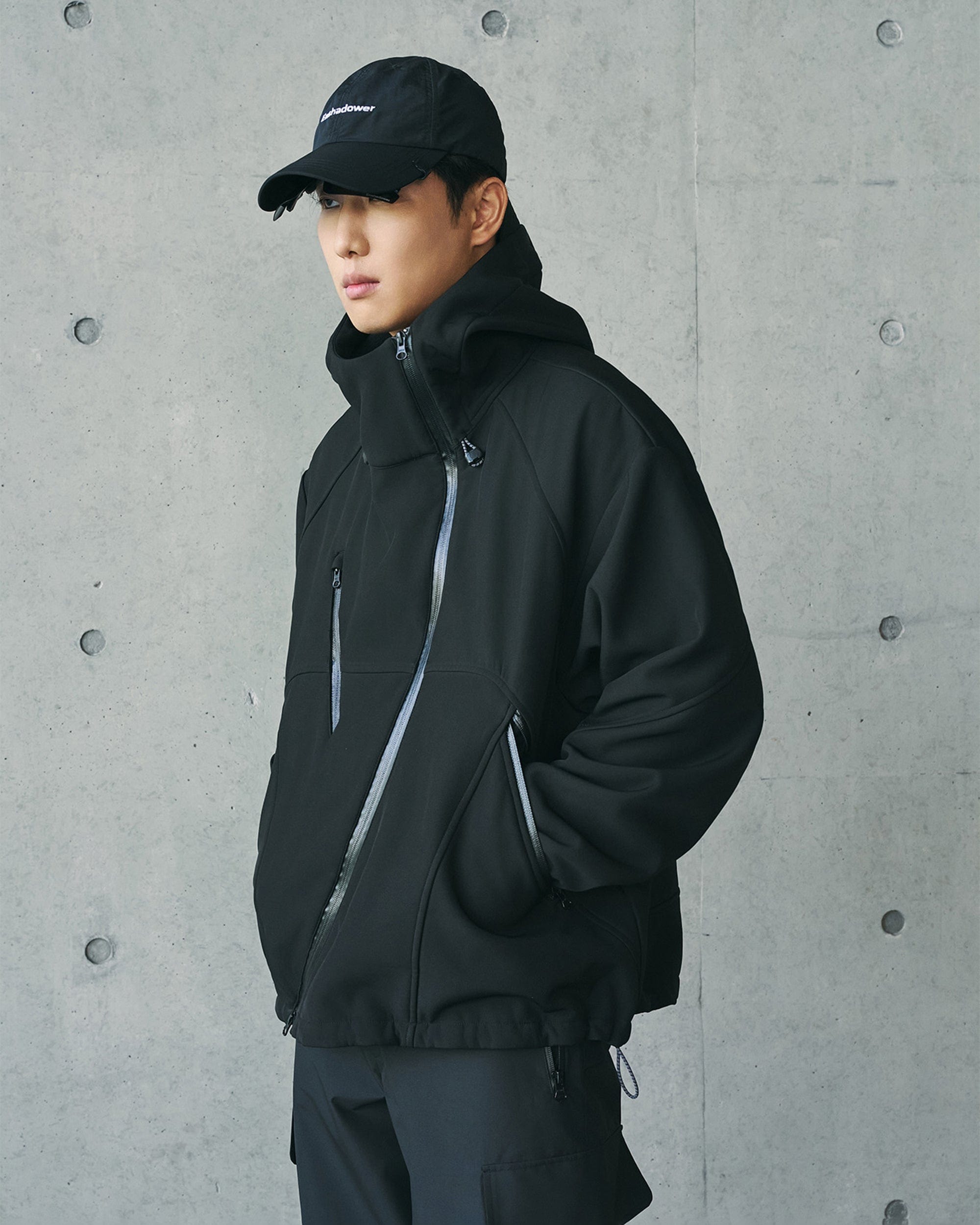 ENSHADOWER Deconstructed Asymmetrical Windbreaker-Jacket-S-Black-Free Shipping Leatheretro