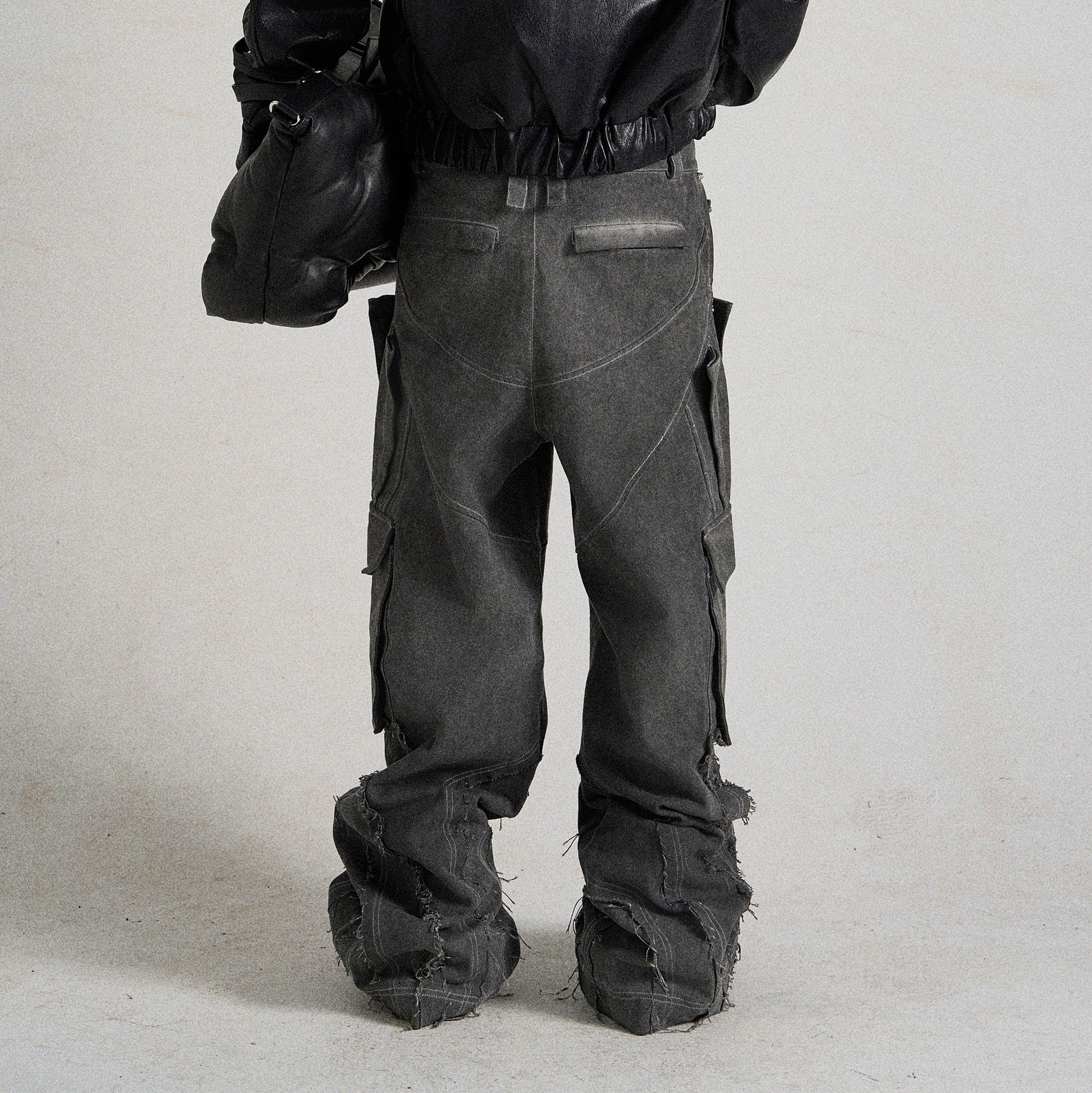 FLYERRER Deconstructed Multi-Pocket Frayed Cargo Pants-Pants-S-Free Shipping Leatheretro