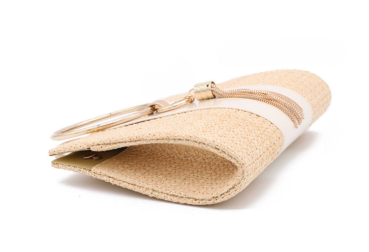 Vintage Evening Clutch – Straw Woven Ladies Handbag-White-Free Shipping Leatheretro