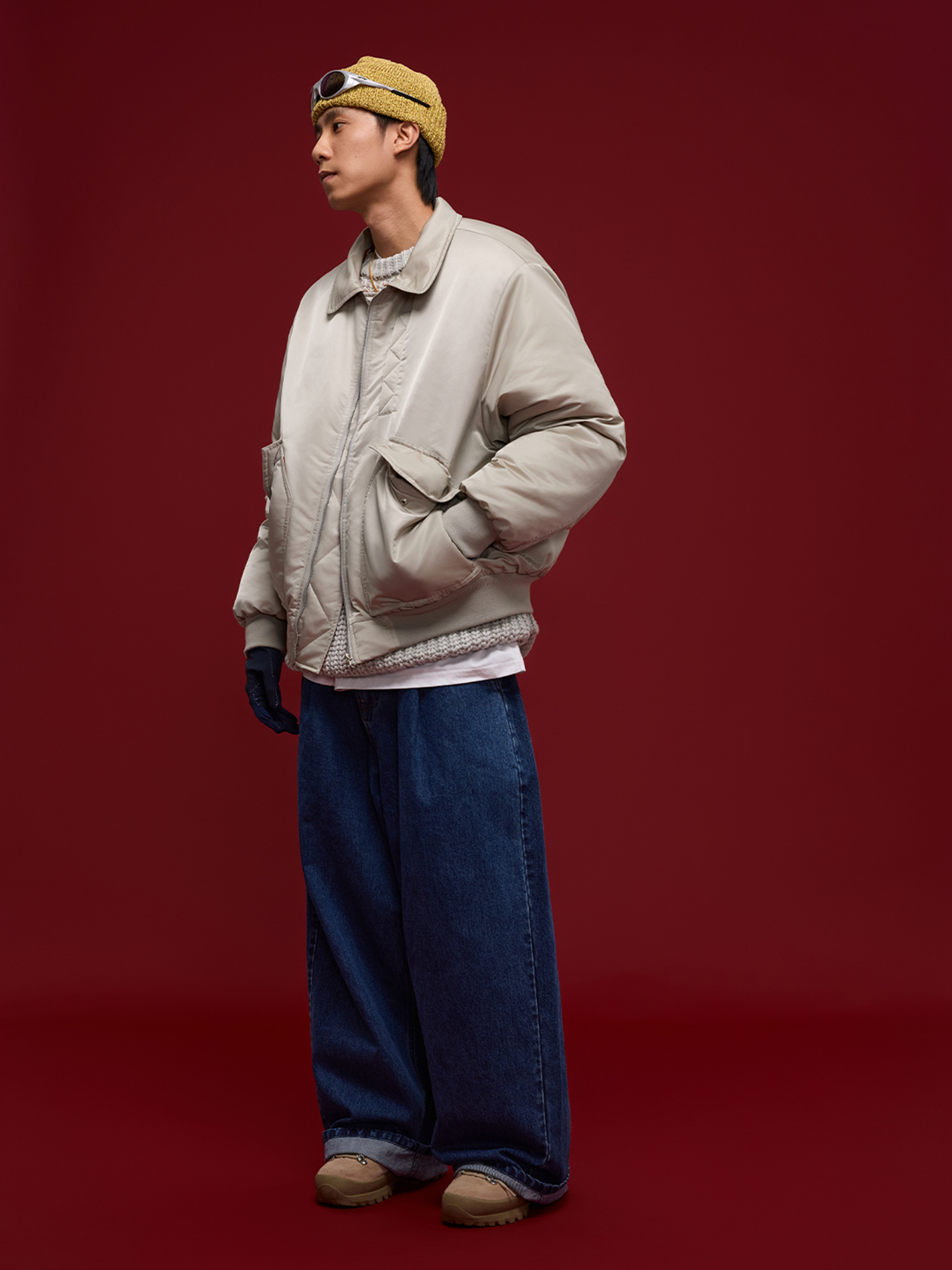 BANANA CLUB Glossy Utility Padded Bomber Jacket