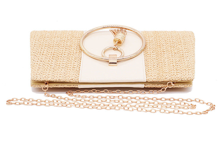 Vintage Evening Clutch – Straw Woven Ladies Handbag-White-Free Shipping Leatheretro