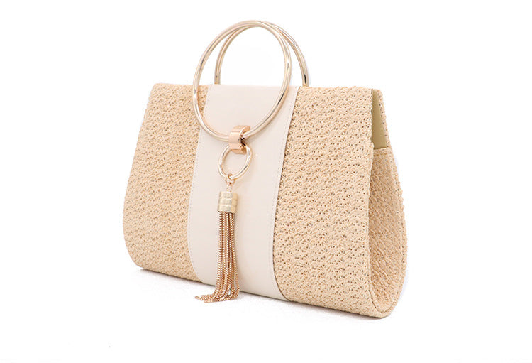 Vintage Evening Clutch – Straw Woven Ladies Handbag-White-Free Shipping Leatheretro