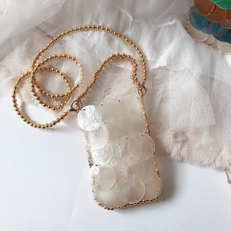 Fashionable Colorful Handwoven Shell Bag-Off-white-Free Shipping Leatheretro