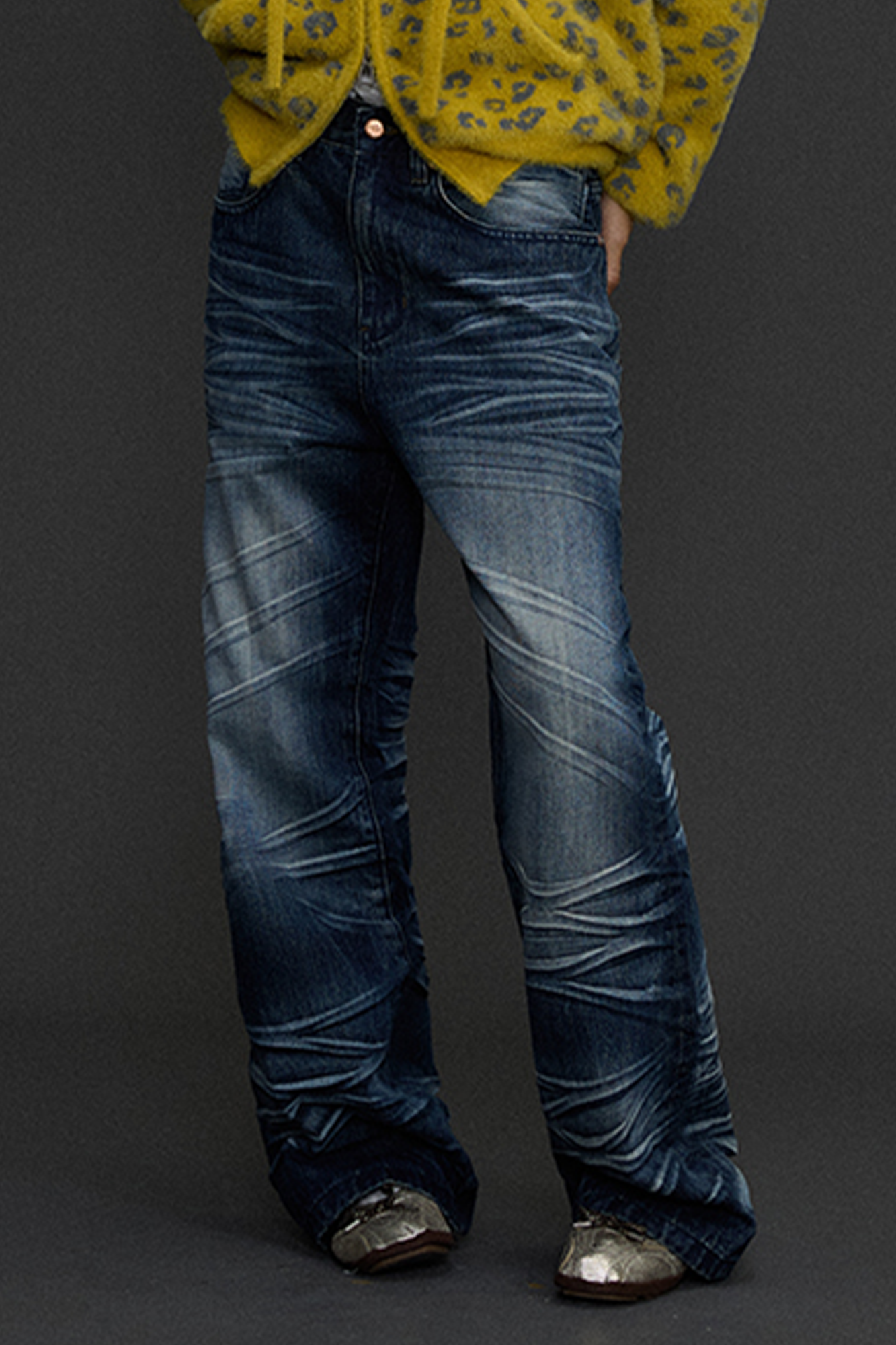 NIANJIUYIKOUER Heavy Washed Whiskered Straight-Leg Jeans-Jeans-S-Free Shipping Leatheretro