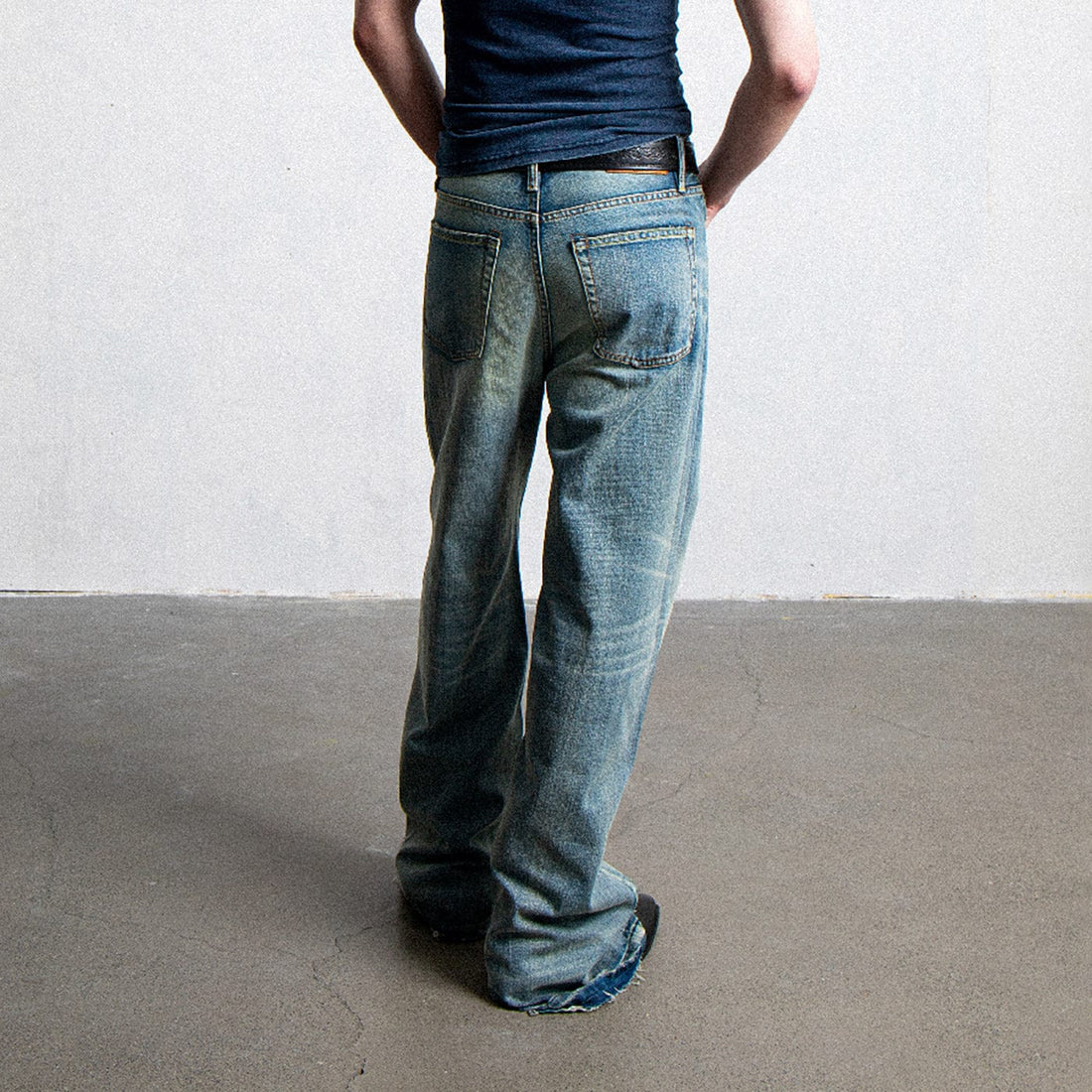 LEONSENSE Raw Edge Washed Flared Jeans-Jeans-S-Free Shipping Leatheretro