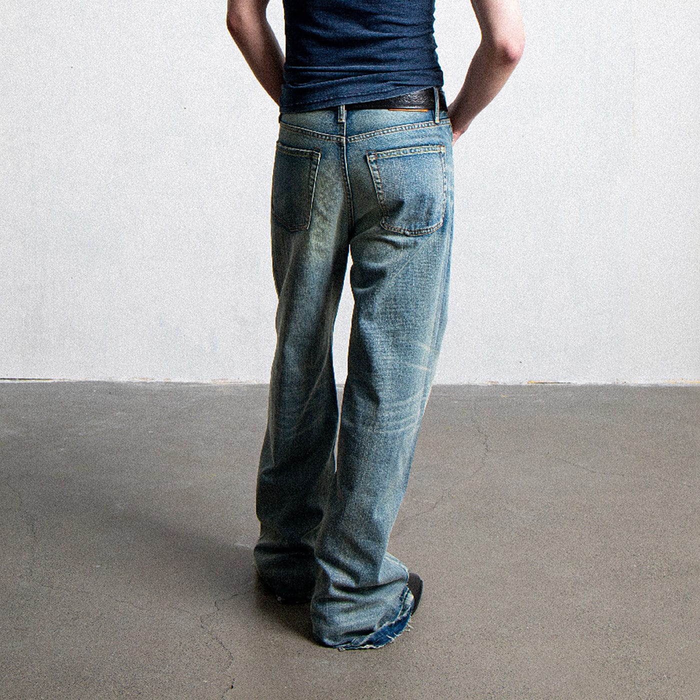 LEONSENSE Raw Edge Washed Flared Jeans-Jeans-S-Free Shipping Leatheretro