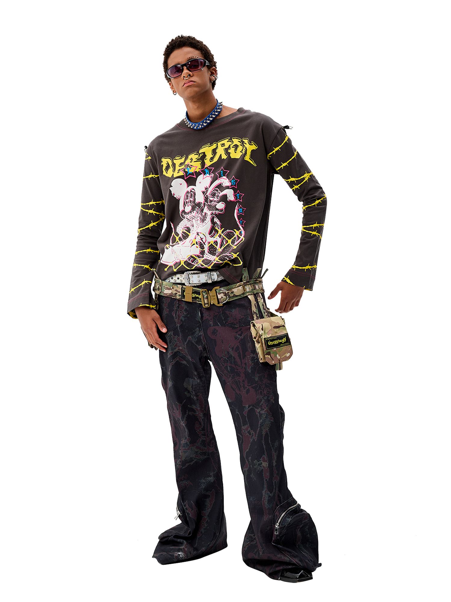 CYCYCY Punk Cartoon Mouse Graphic Long-Sleeve Tee-L/S Tee-S-Free Shipping Leatheretro