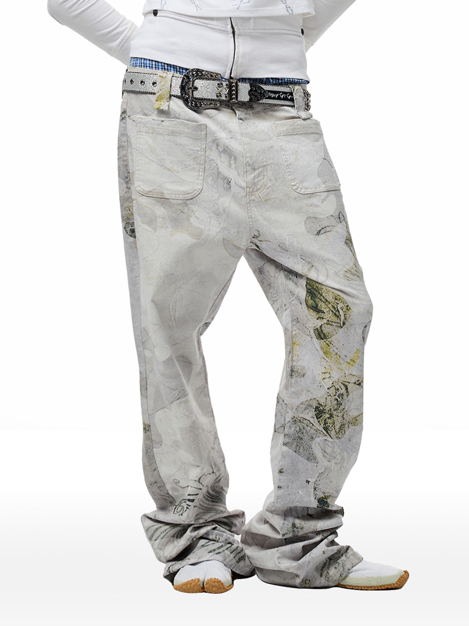 CYCYCY Floral Lace Full-Print Flared Jeans-Jeans-XXS / 27"-Free Shipping Leatheretro