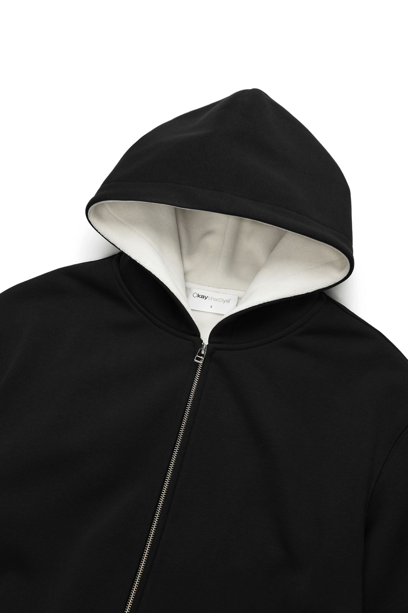 OKAYTHXBYE Essential Sherpa-Lined Boxy Zip Hoodie-Jacket-S-Dark Gray-Free Shipping Leatheretro