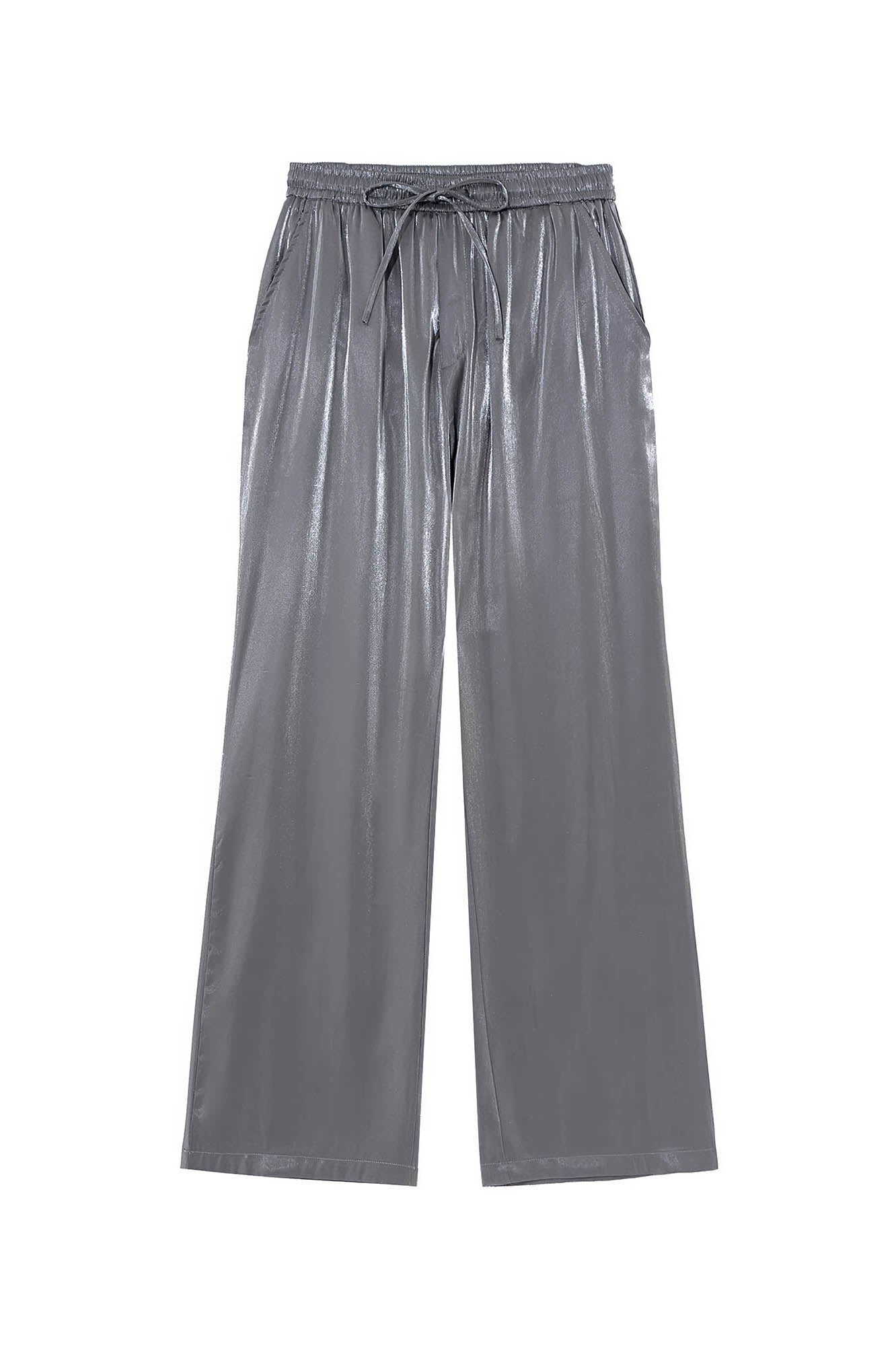 CLP The Liquid Silver Wide-Leg Pants-Pants-S-Black-Free Shipping Leatheretro