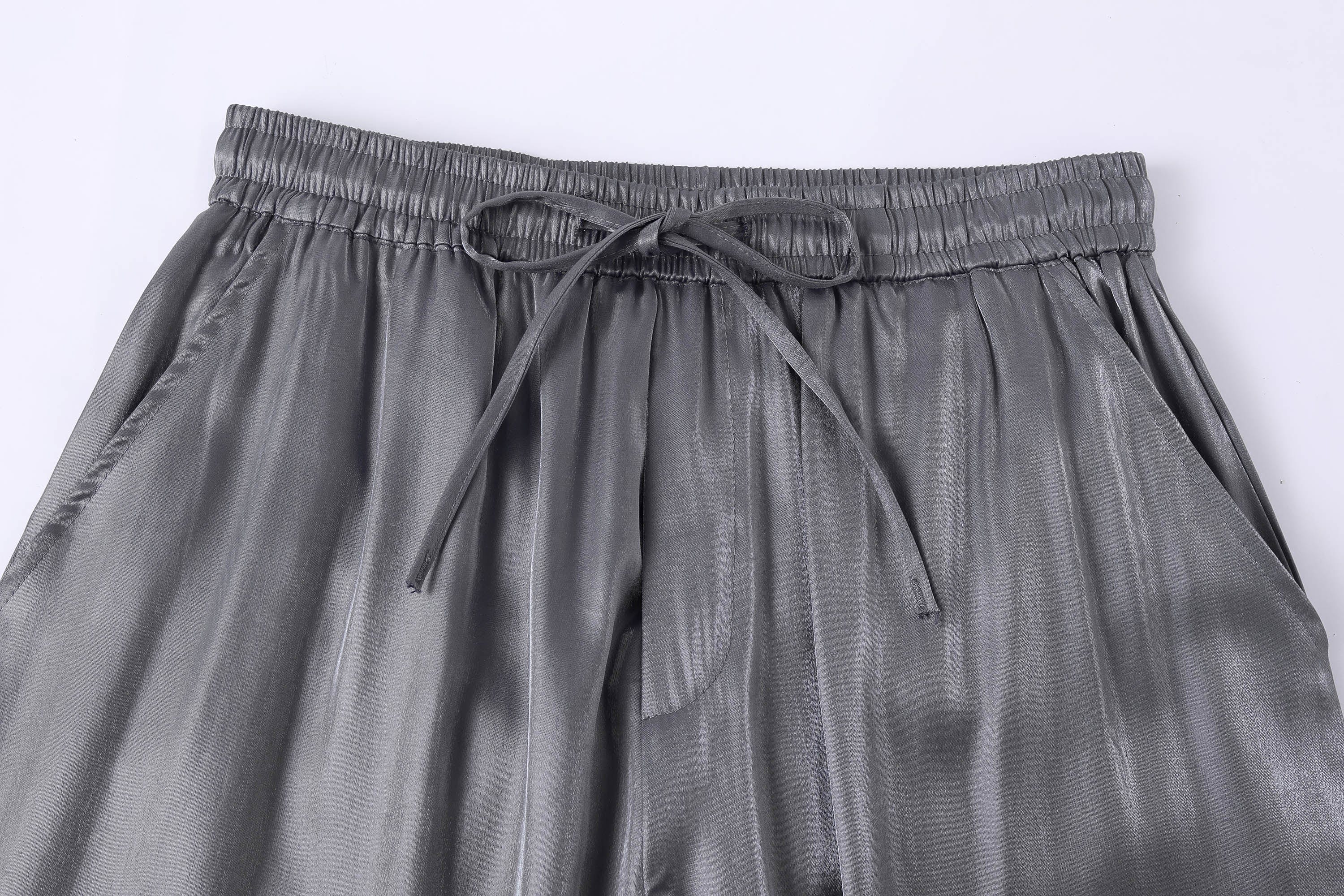 CLP The Liquid Silver Wide-Leg Pants-Pants-S-Black-Free Shipping Leatheretro