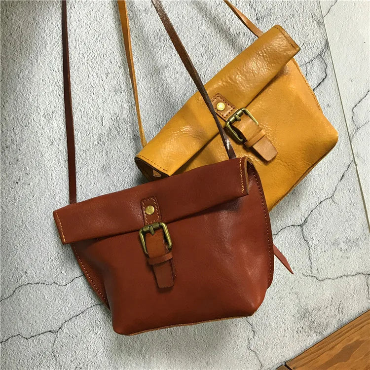 Genuine Leather Crossbody Bag Retro Small Messenger Purse-Handbags-Coffee-Free Shipping Leatheretro