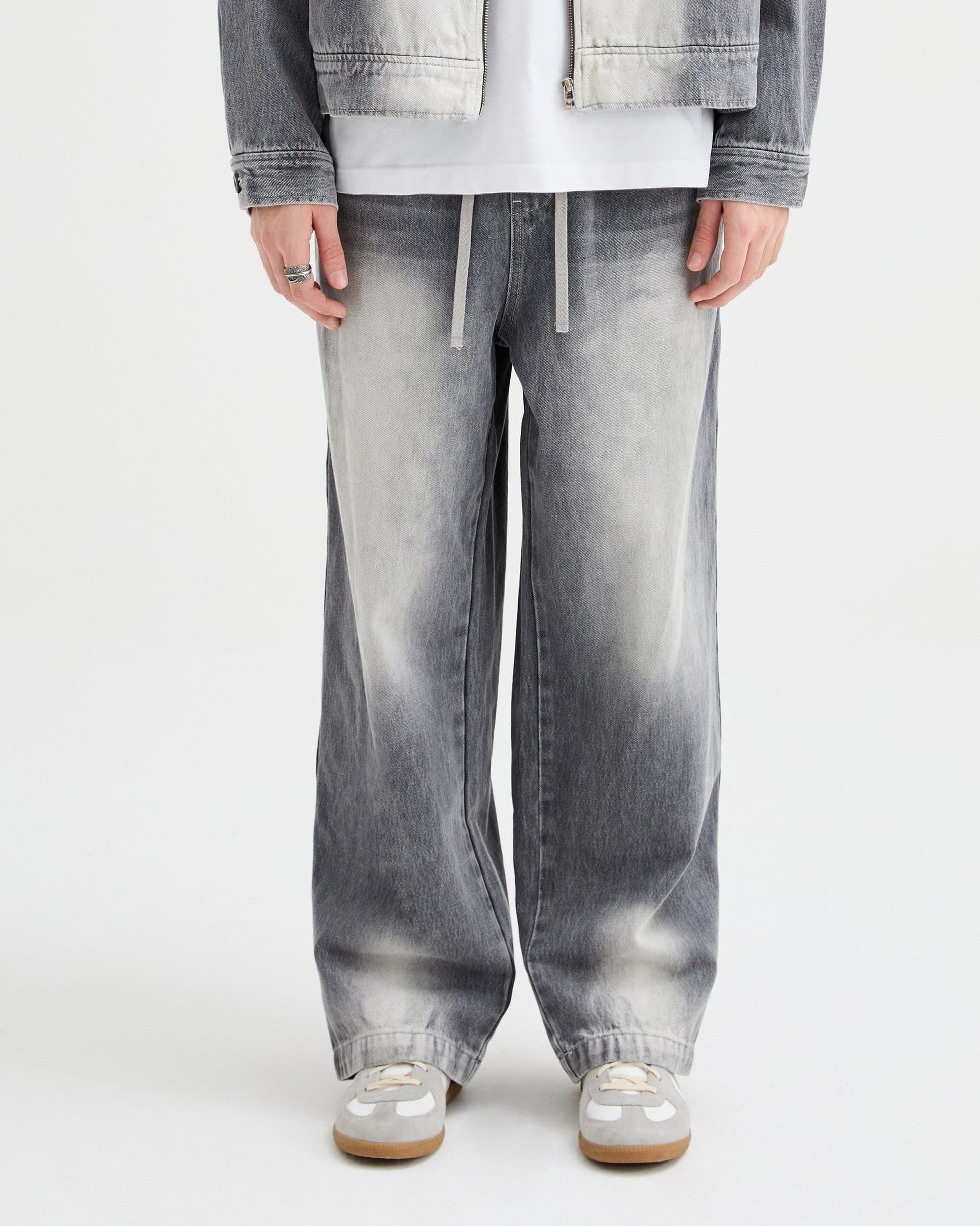 ORGANIC EMOTION Classic Washed Drawstring Jeans-Jeans-XS-Free Shipping Leatheretro