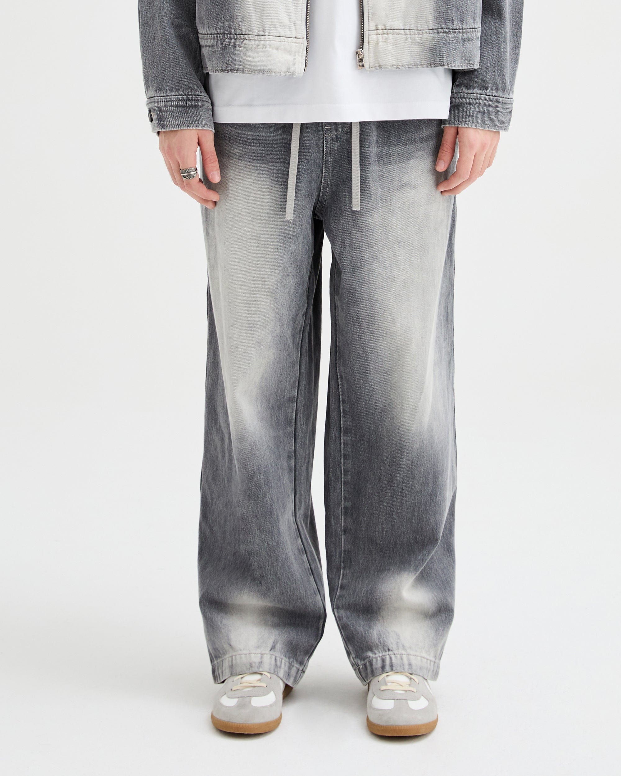 ORGANIC EMOTION Classic Washed Drawstring Jeans-Jeans-XS-Free Shipping Leatheretro