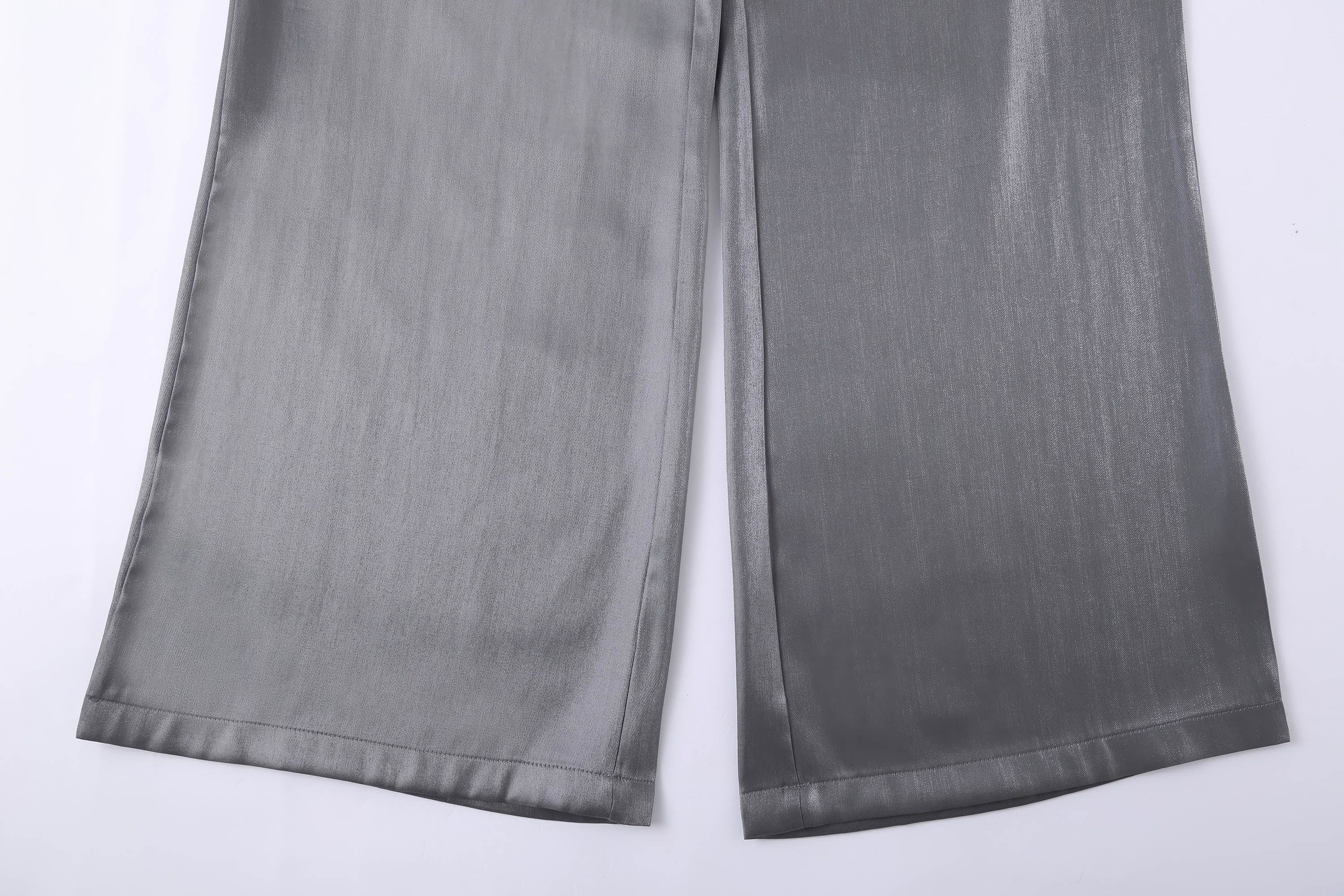 CLP The Liquid Silver Wide-Leg Pants-Pants-S-Black-Free Shipping Leatheretro
