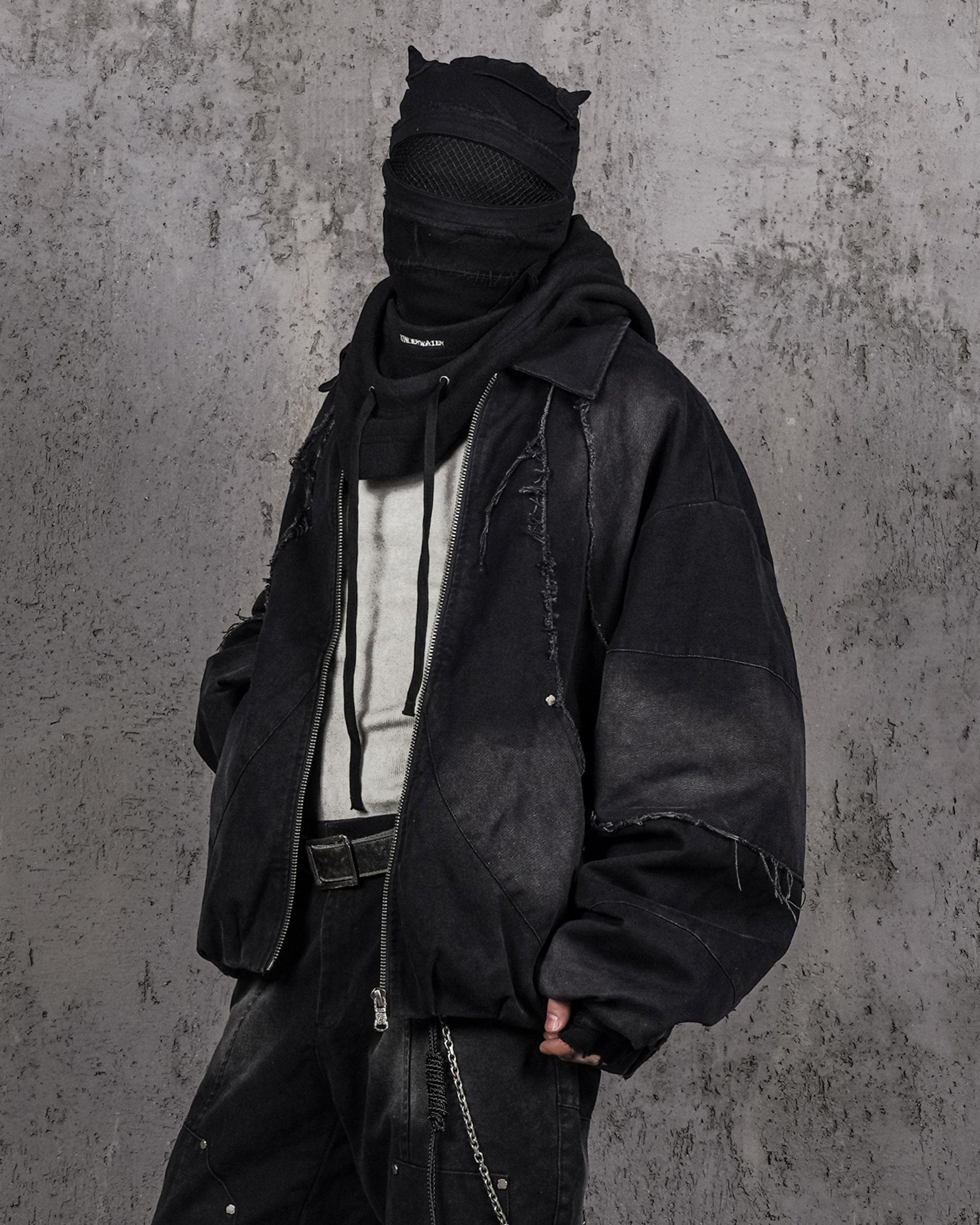 UNDERWATER Raw-Edge Spliced Rivet Jacket-Jacket-S-Free Shipping Leatheretro