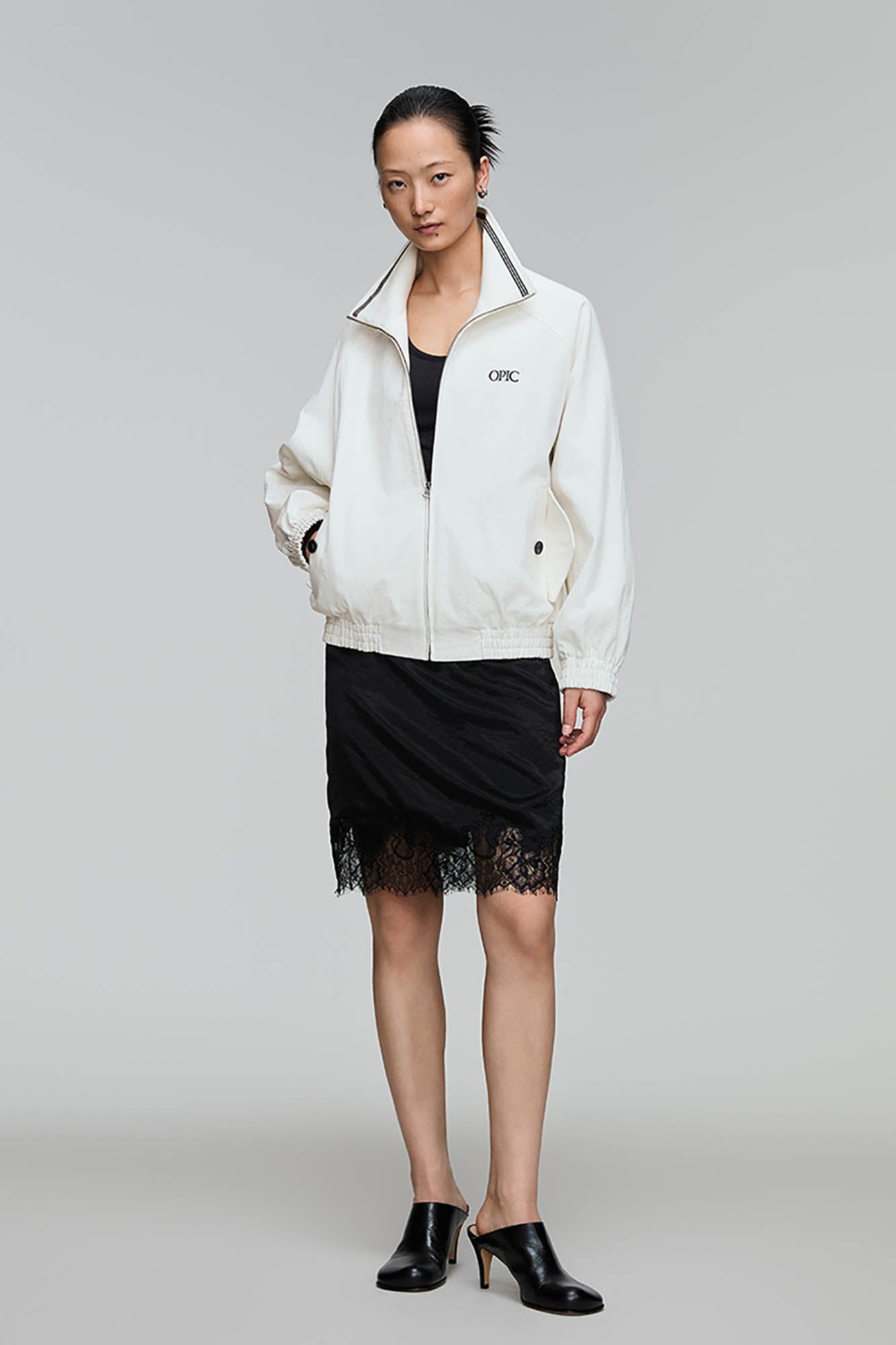 OPICLOTH Embroidered Logo Stand Collar Raglan Jacket-Jacket-XS-Free Shipping Leatheretro