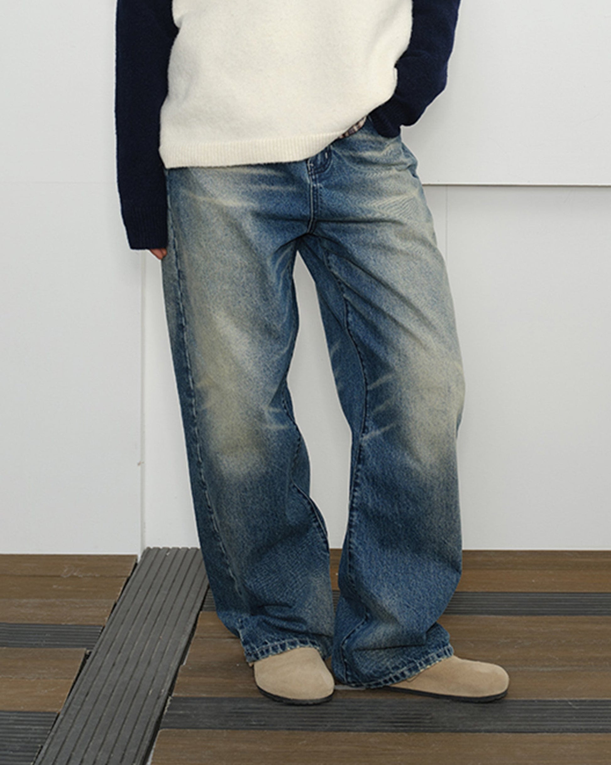 KREATE Classic Washed Whiskered Jeans-Jeans-S-Free Shipping Leatheretro