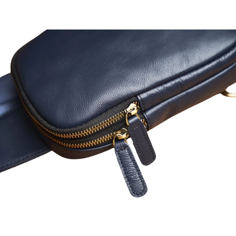 Genuine Leather Men's Chest Bag Messenger Bag-Chest Bags-Blue-Free Shipping Leatheretro