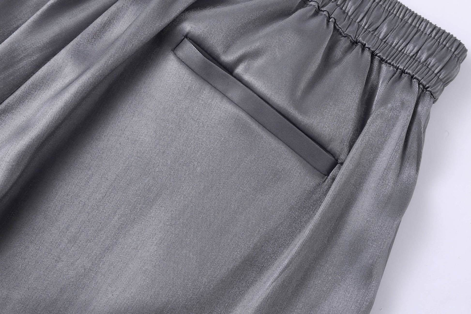 CLP The Liquid Silver Wide-Leg Pants-Pants-S-Black-Free Shipping Leatheretro