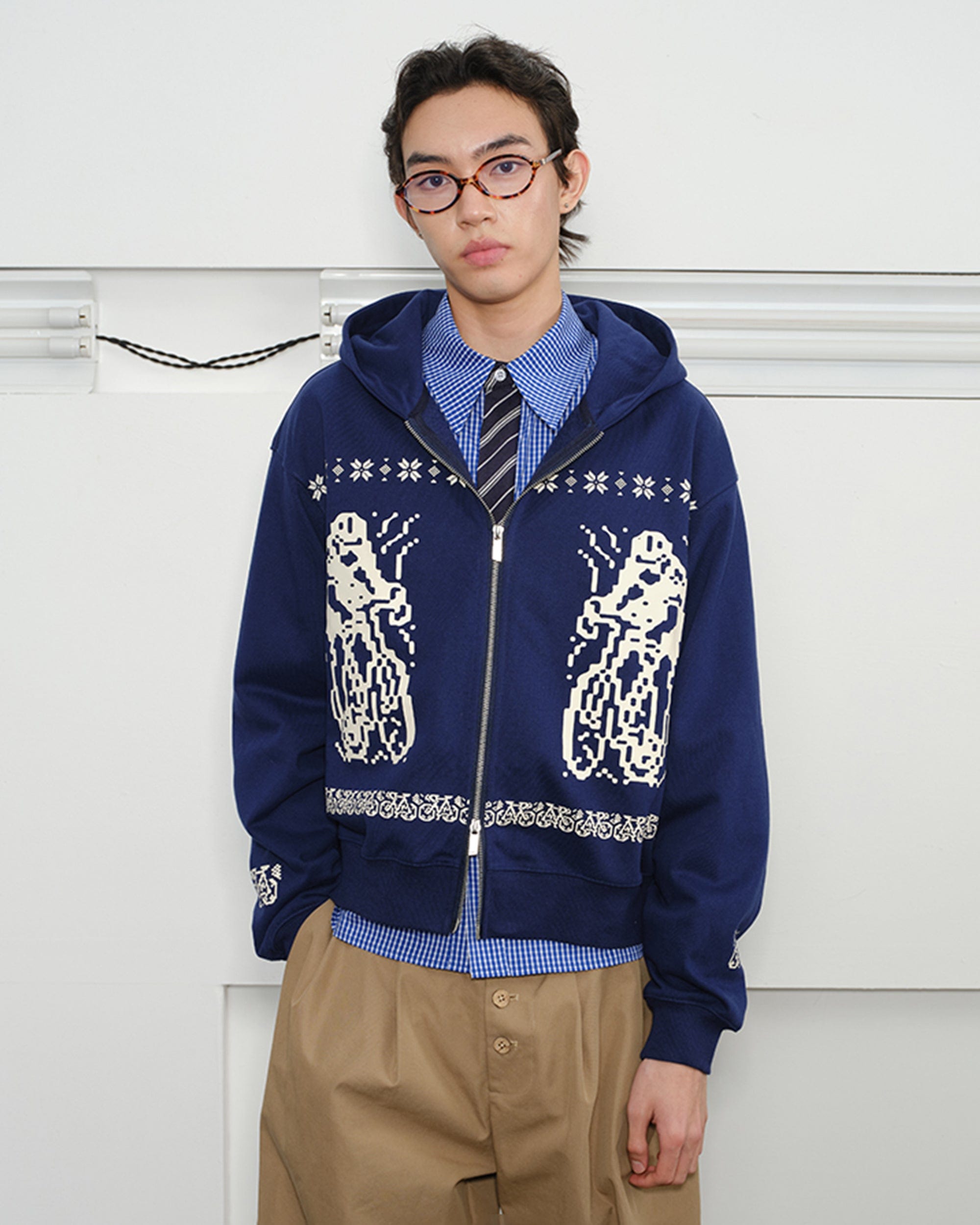 KREATE Bicycle Knitted Zip-Up Jacket-Jacket-S-Beige-Free Shipping Leatheretro