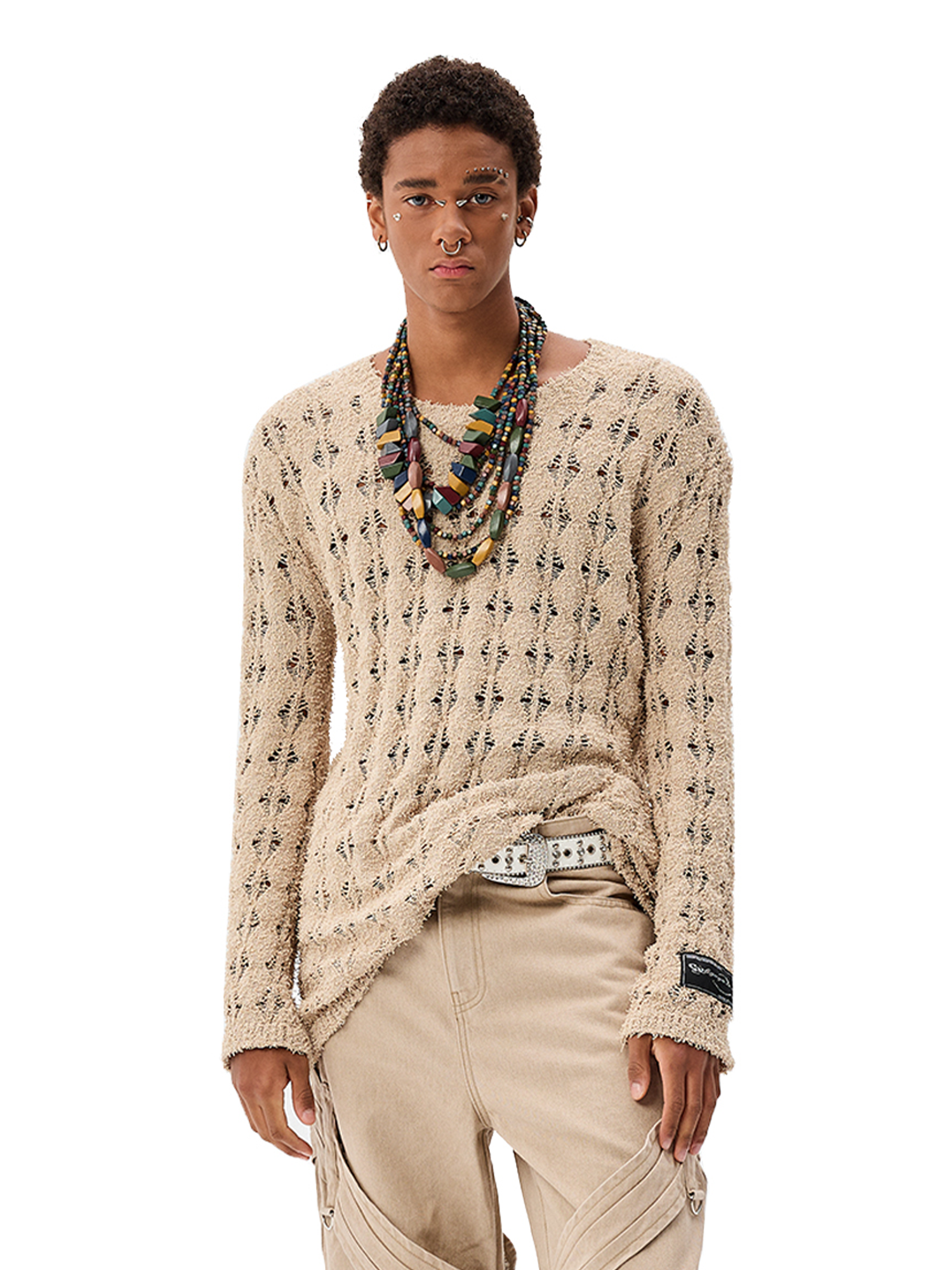 CYCYCY Punk Open-Knit Distressed Sweater-Sweater-S-Black (Preorder)-Free Shipping Leatheretro