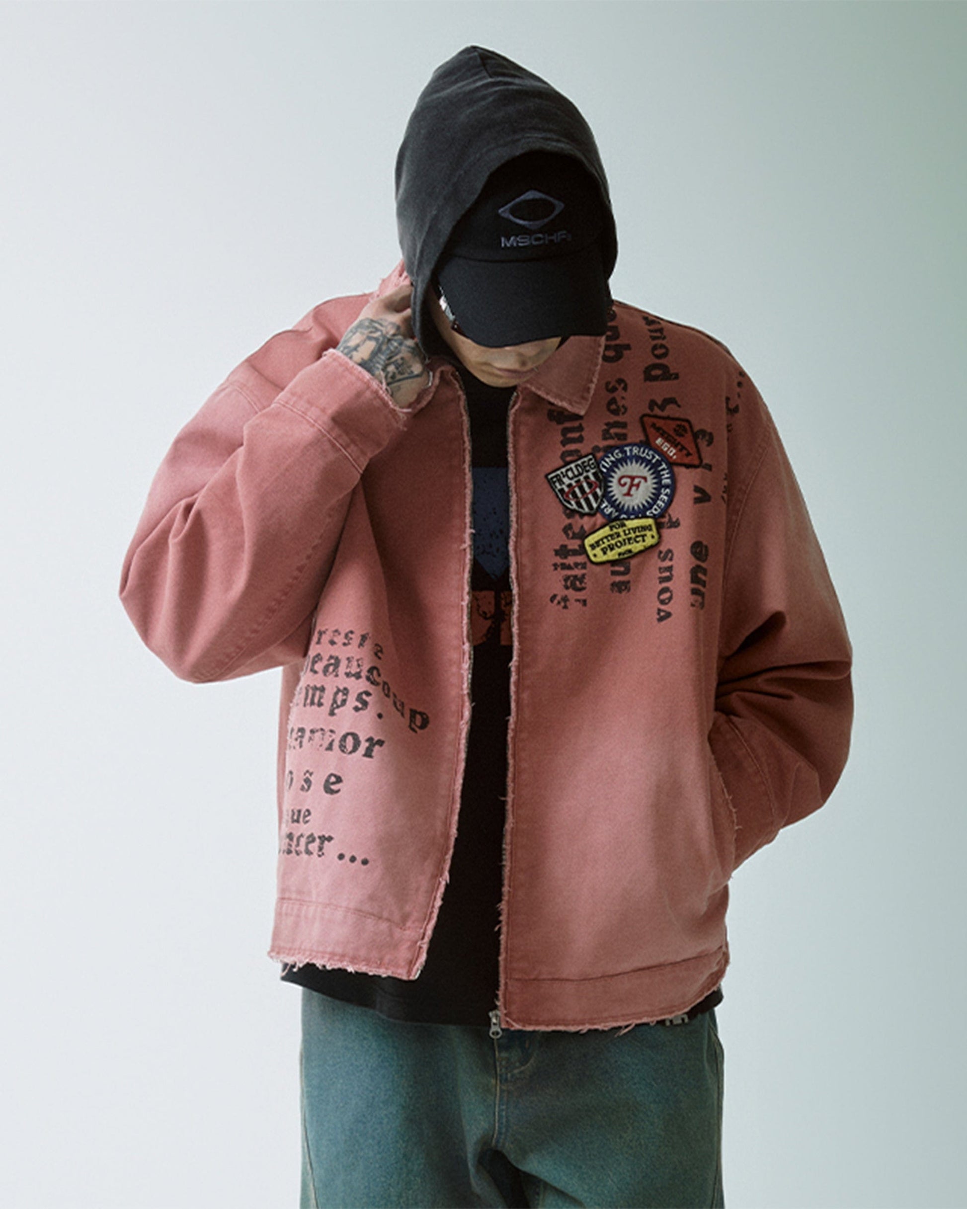 F2CE Distressed Badge Patchwork Jacket-Jacket-S-Free Shipping Leatheretro