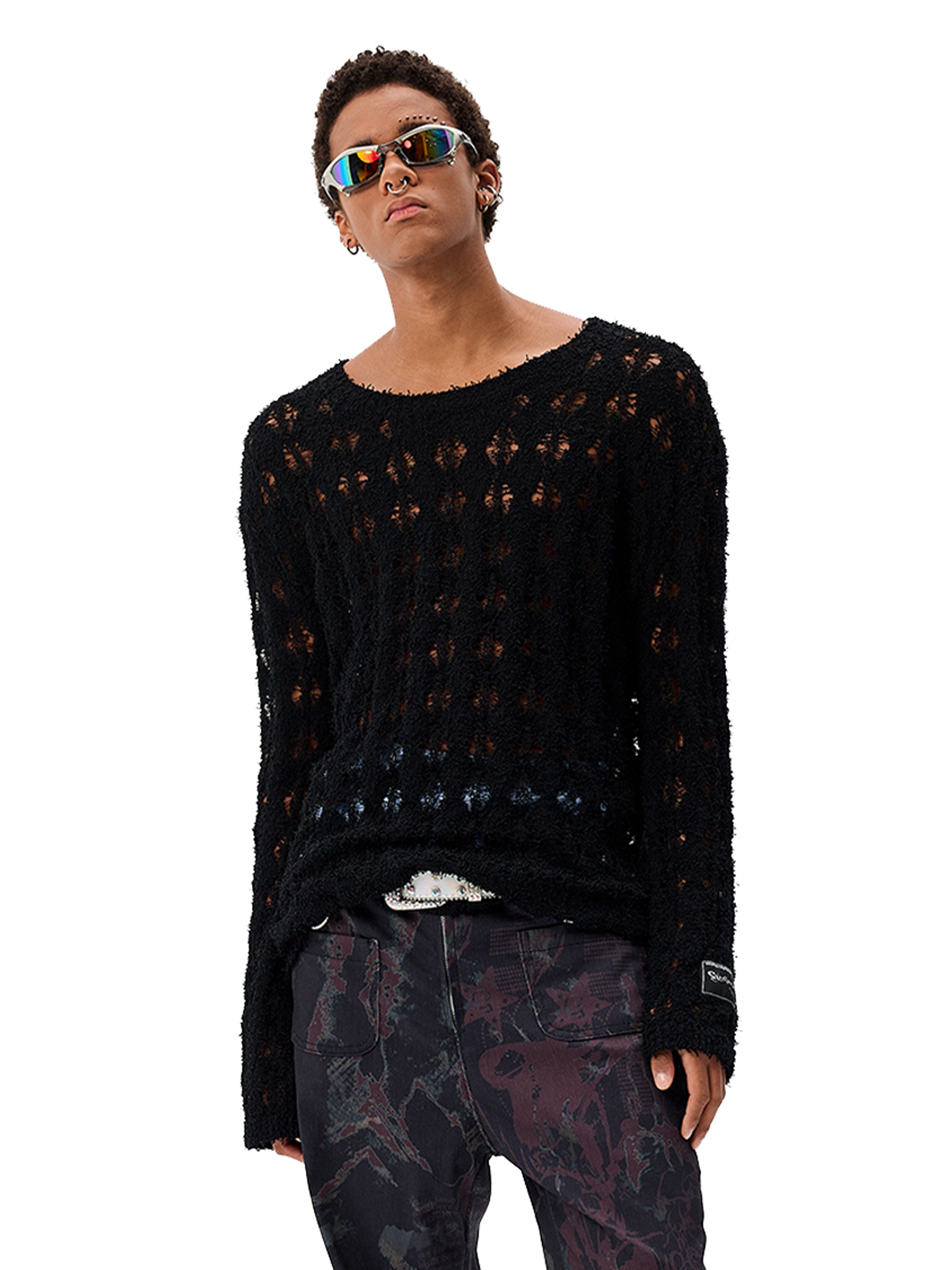 CYCYCY Punk Open-Knit Distressed Sweater-Sweater-S-Black (Preorder)-Free Shipping Leatheretro