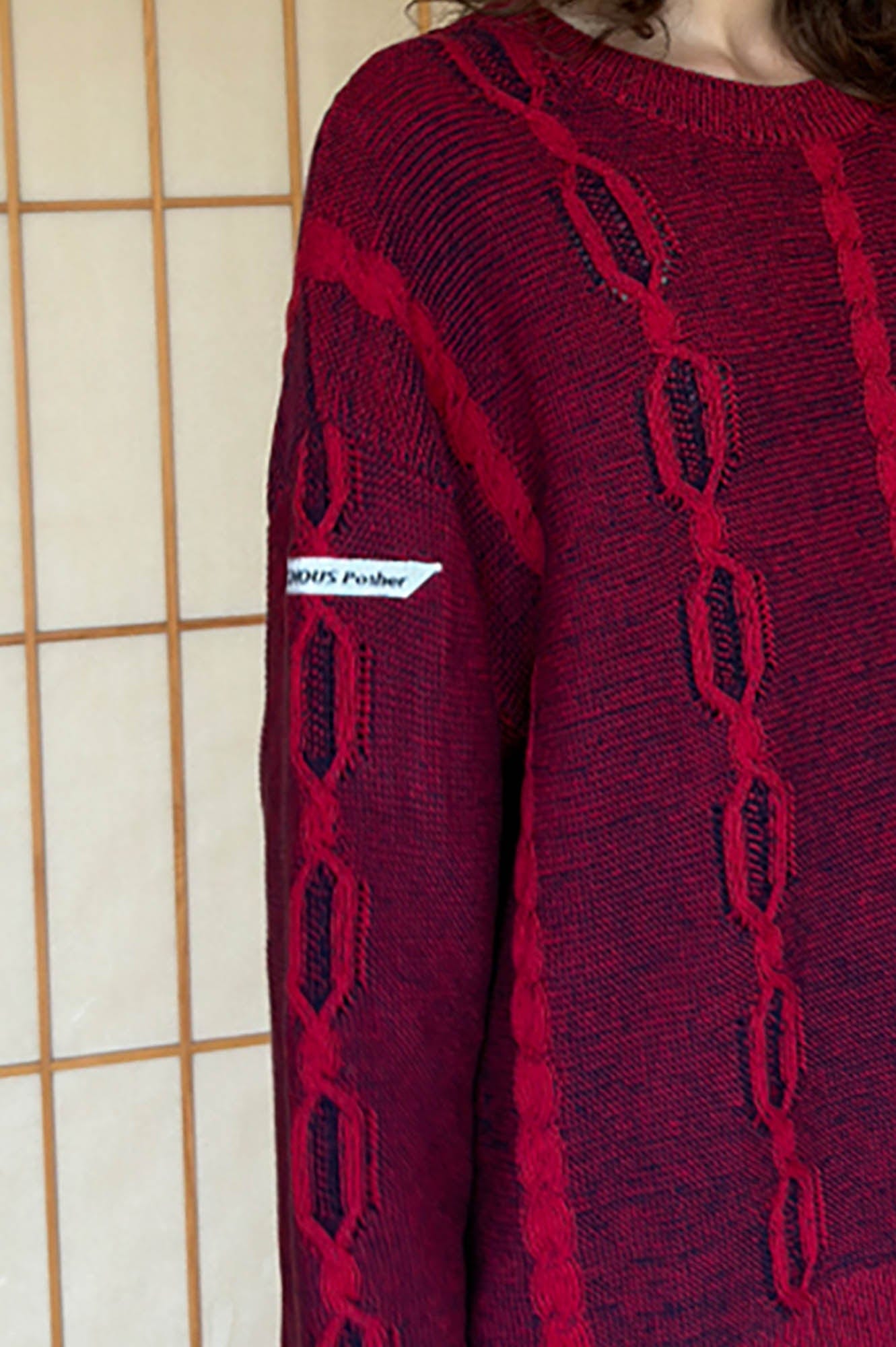 MIICHOUS Helsinki Oversized Cable Sweater-Sweater-S-Red-Free Shipping Leatheretro