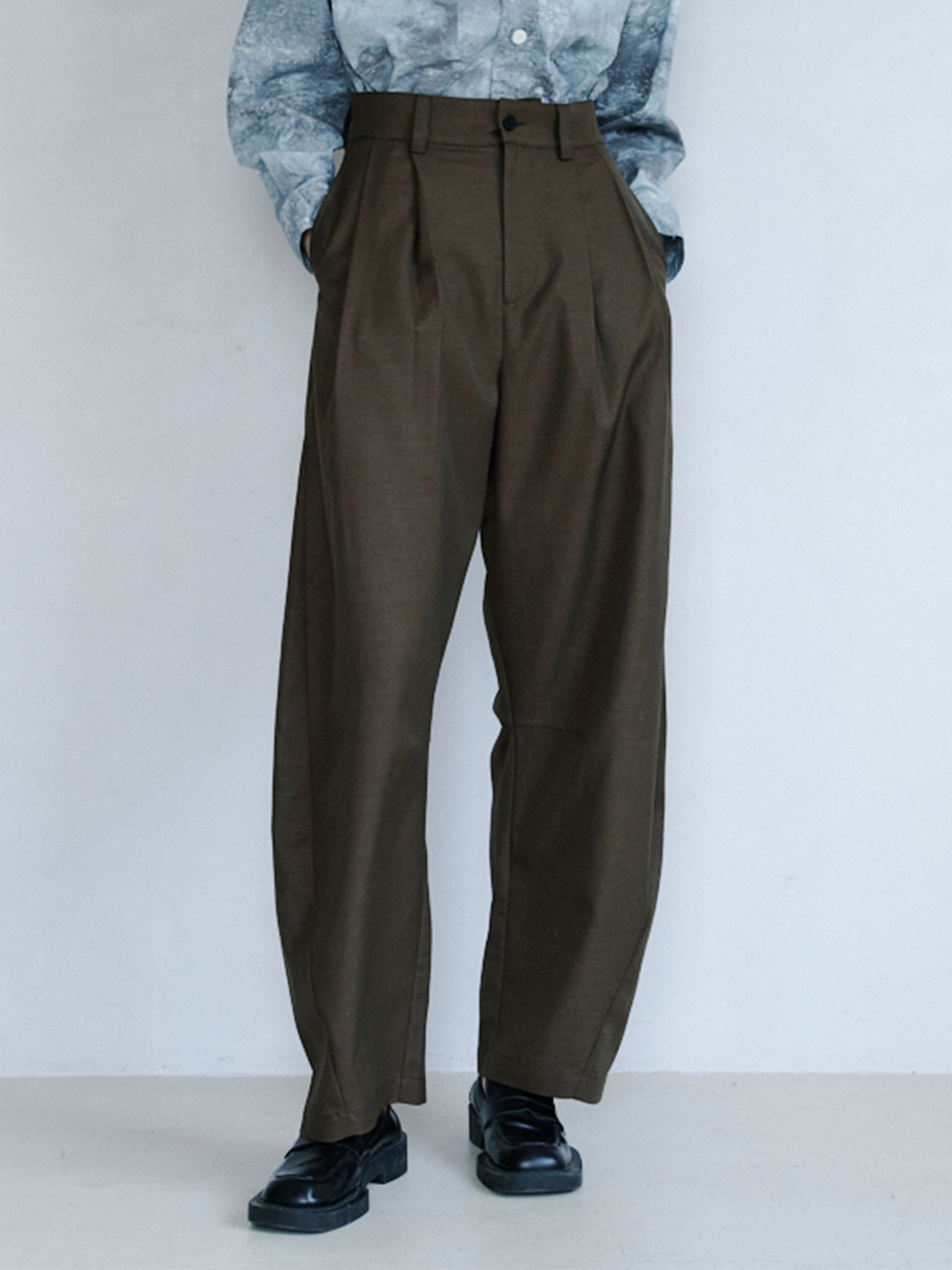 GRAINMUSTARD Retro Pleated High-Waist Wide-Leg Trousers-Pants-XS (Preorder)-Green-Free Shipping Leatheretro
