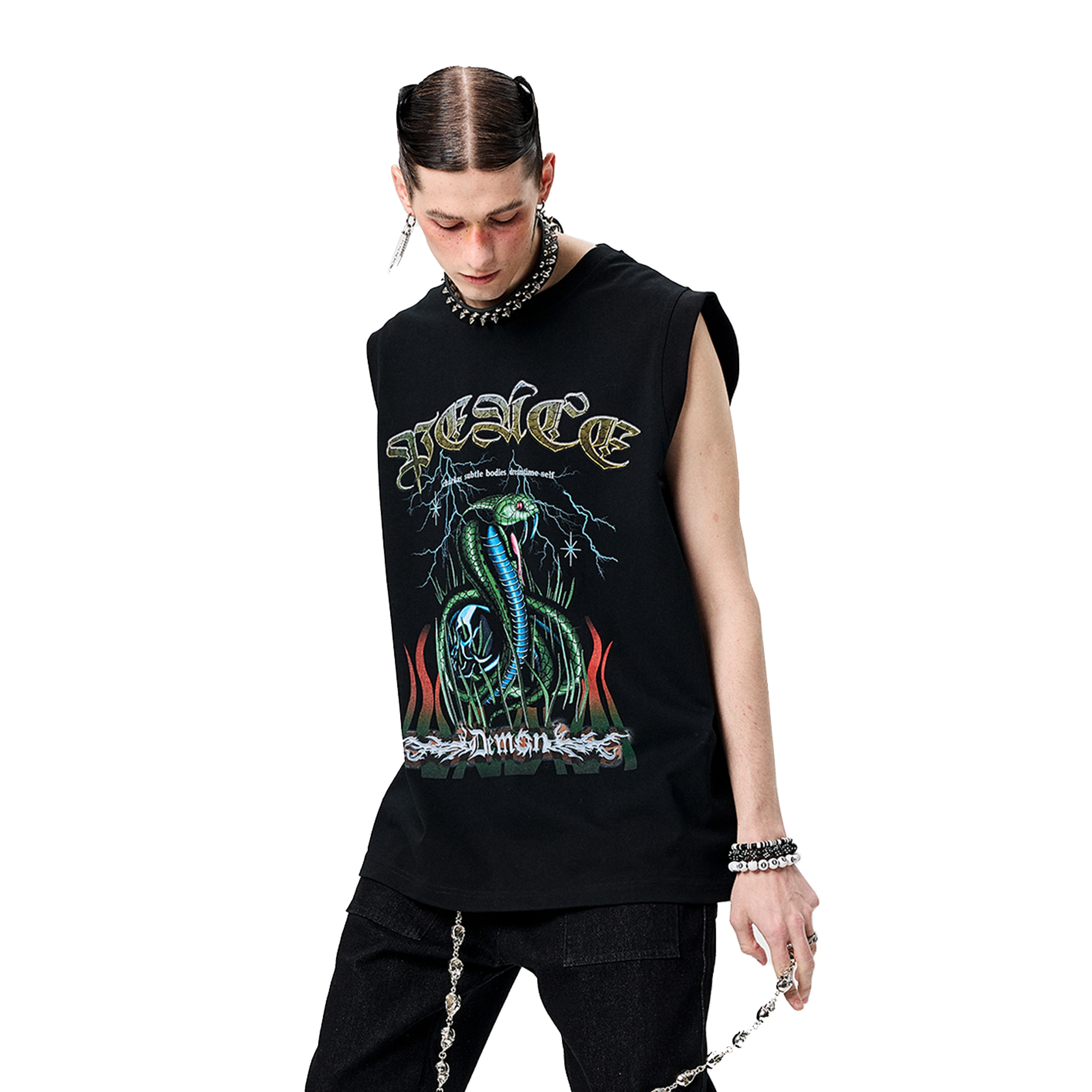 ERISSTOFF Sepultura Cobra Graphic Oversized Tank Top-Tank Top-S-Free Shipping Leatheretro