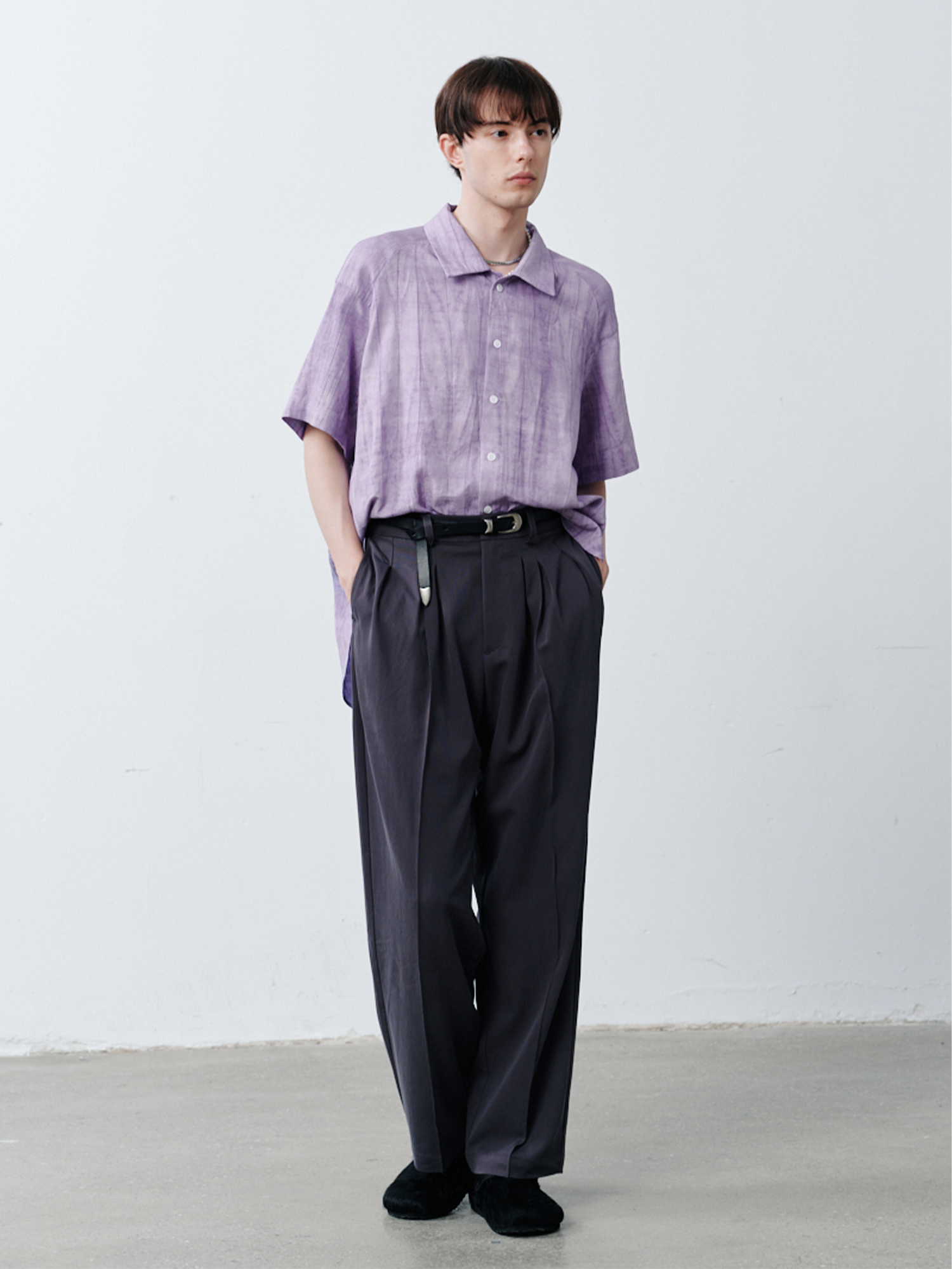 GRAINMUSTARD Crinkled Linen-Cotton Half Shirt-Half shirt-XS-Free Shipping Leatheretro