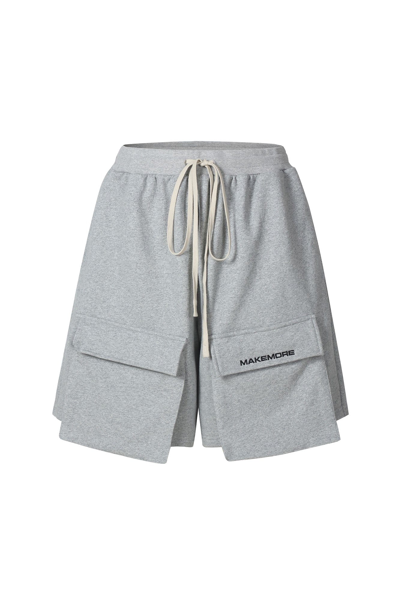 MAKEMORE Flap-Pocket Wide-Leg Drawstring Shorts-Shorts-S-Black-Free Shipping Leatheretro