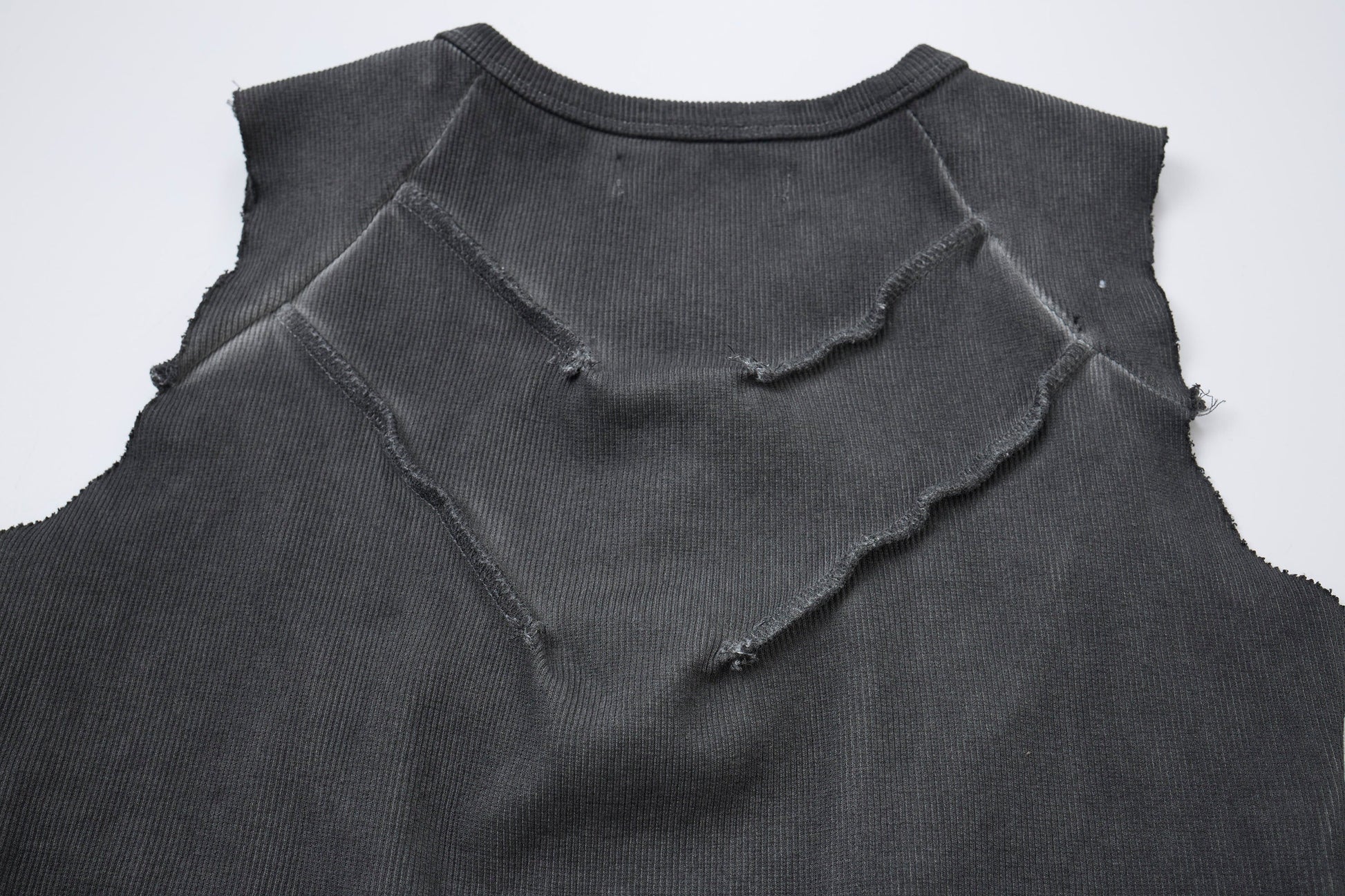 CLP Ribbed Frayed Hem Slim Vest-Vest-M-Free Shipping Leatheretro