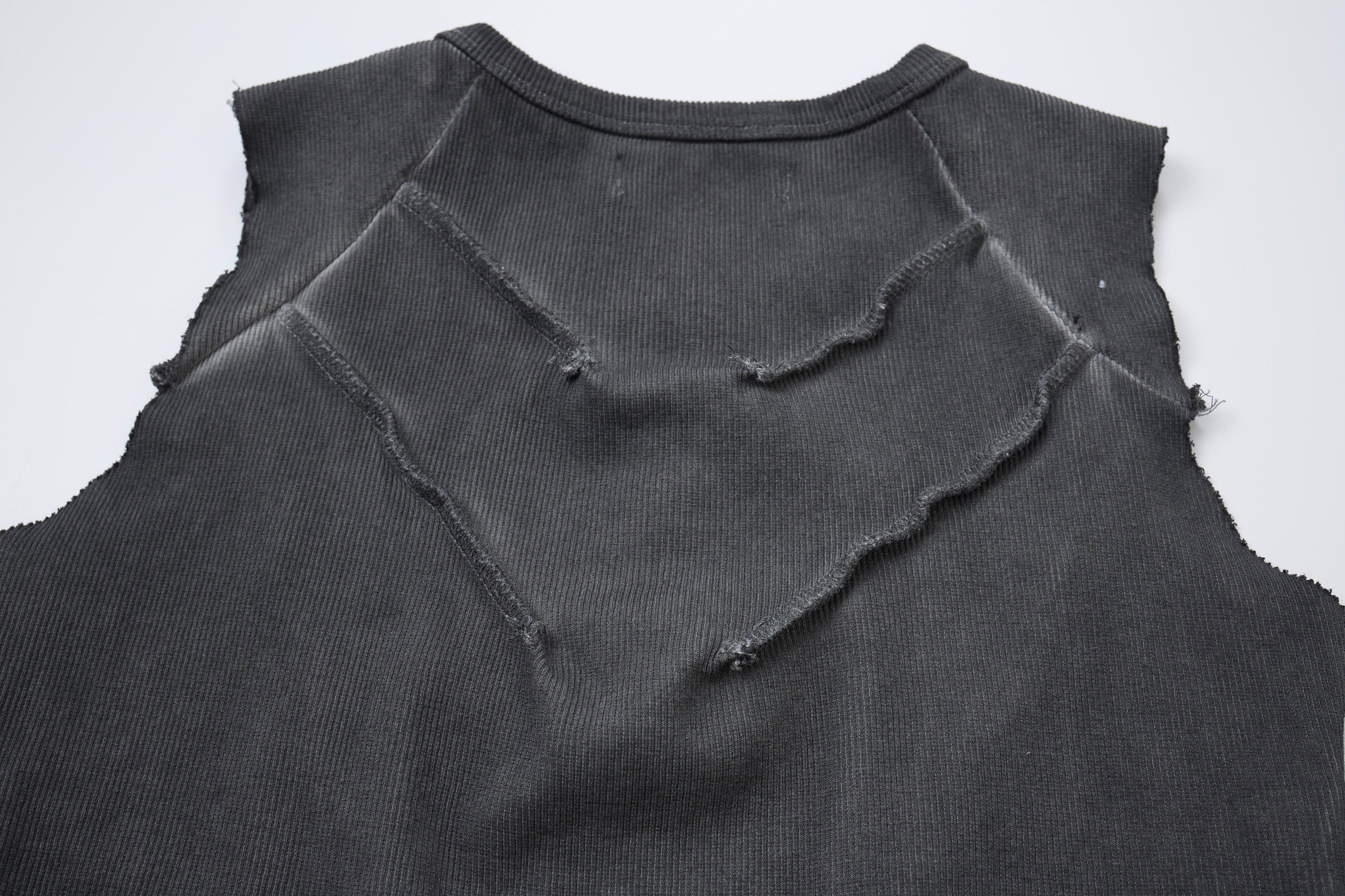 CLP Ribbed Frayed Hem Slim Vest-Vest-M-Free Shipping Leatheretro