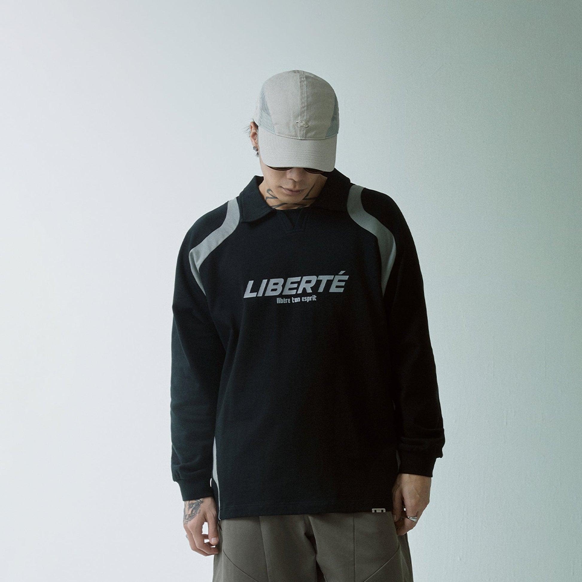 F2CE Retro Deconstructed Raglan Long-Sleeve Tee-L/S Tee-S-Black-Free Shipping Leatheretro