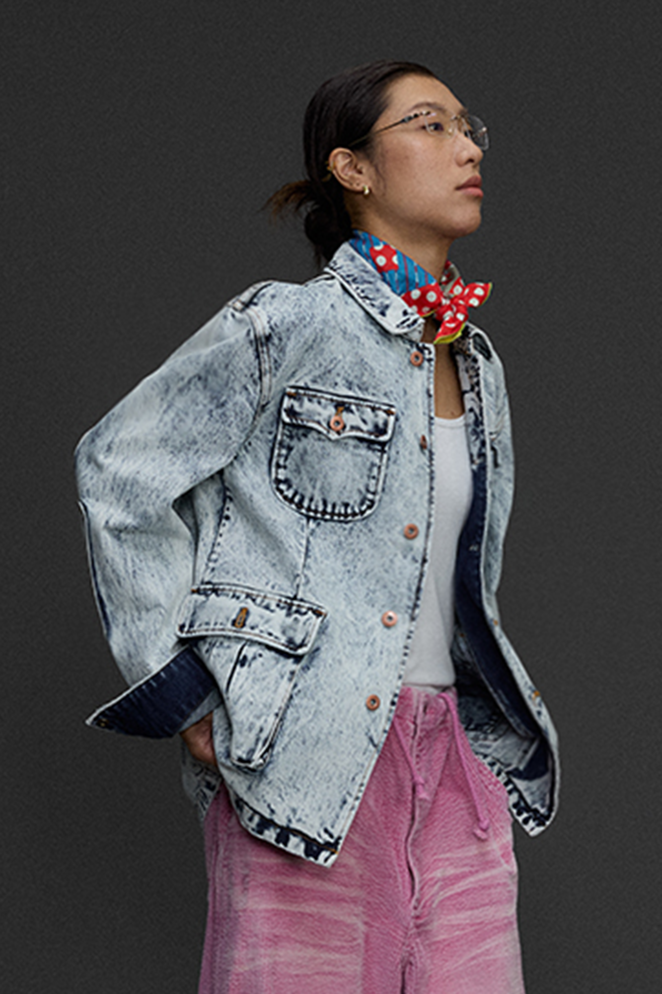 NIANJIUYIKOUER Snow-Washed Stand-Collar Denim Workwear Jacket-Jacket-S-Free Shipping Leatheretro