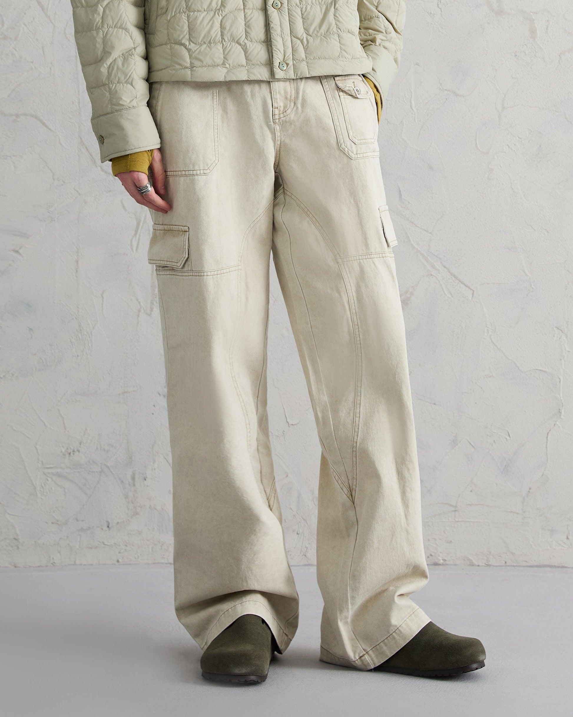 ORGANIC EMOTION Deconstructed Layered-pocket Button Pants-Pants-Apricot-XS-Free Shipping Leatheretro