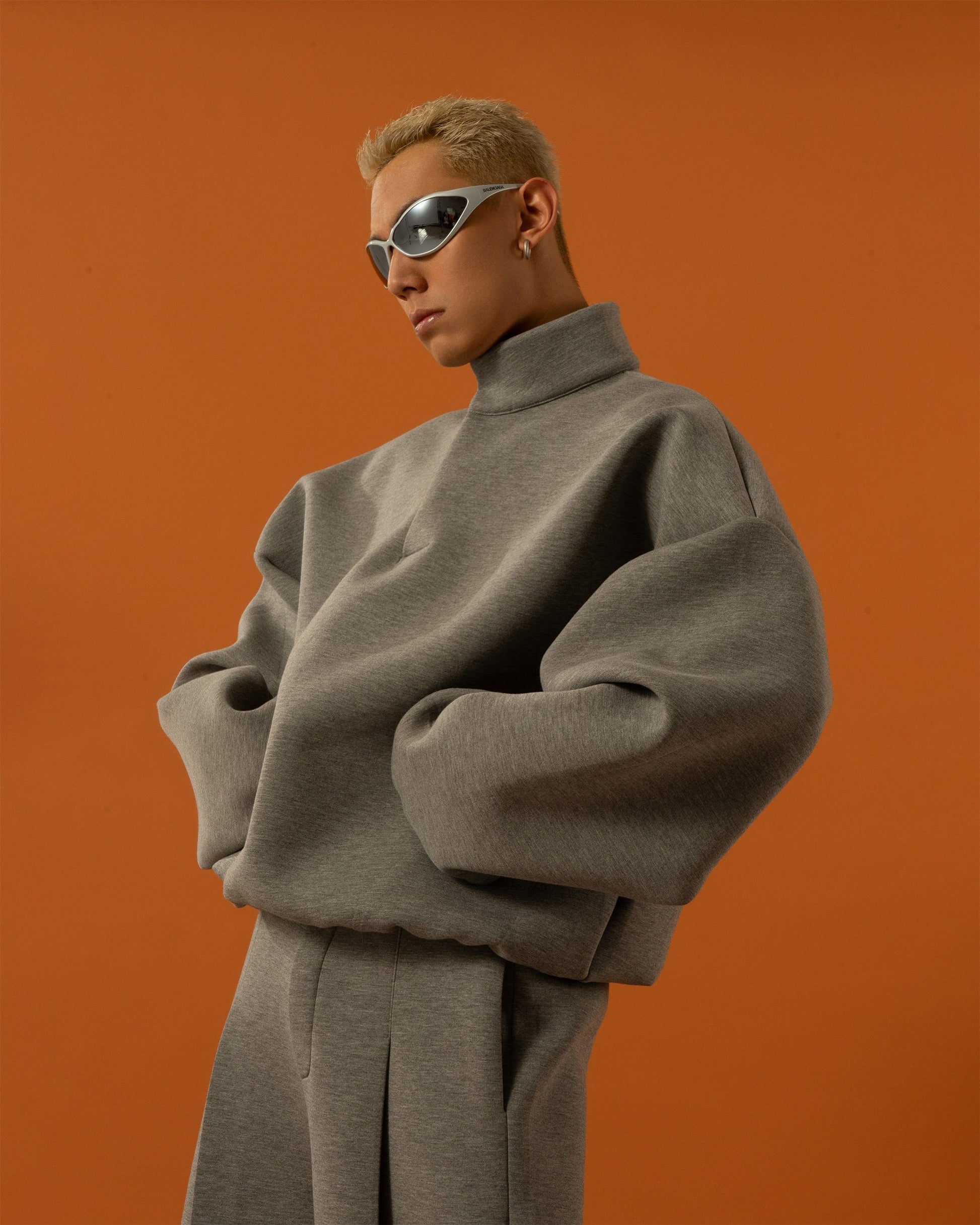 CLP The Astronaut Mockneck Sweatshirt-Sweatshirt-Gray-M-Free Shipping Leatheretro