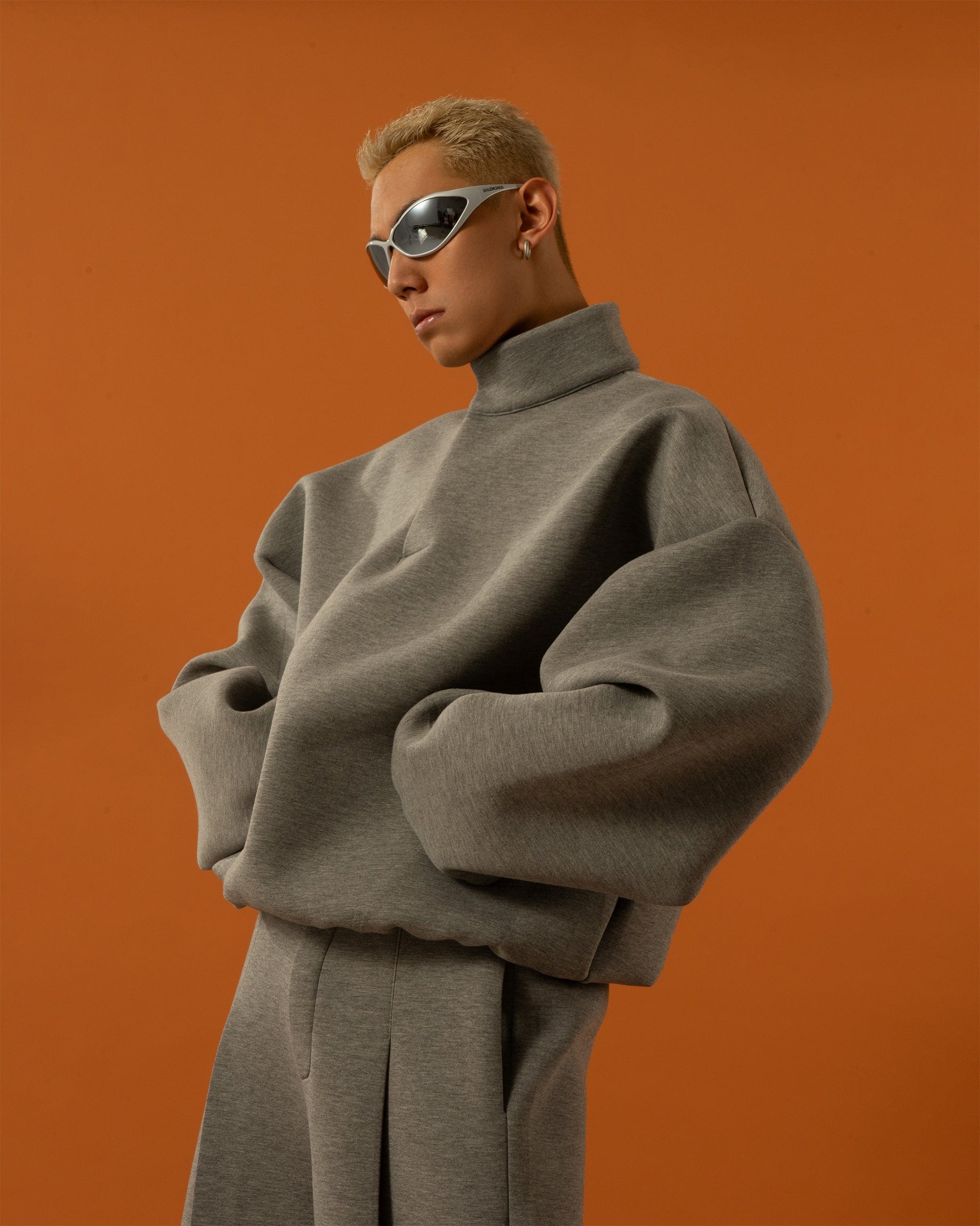 CLP The Astronaut Mockneck Sweatshirt-Sweatshirt-Gray-M-Free Shipping Leatheretro