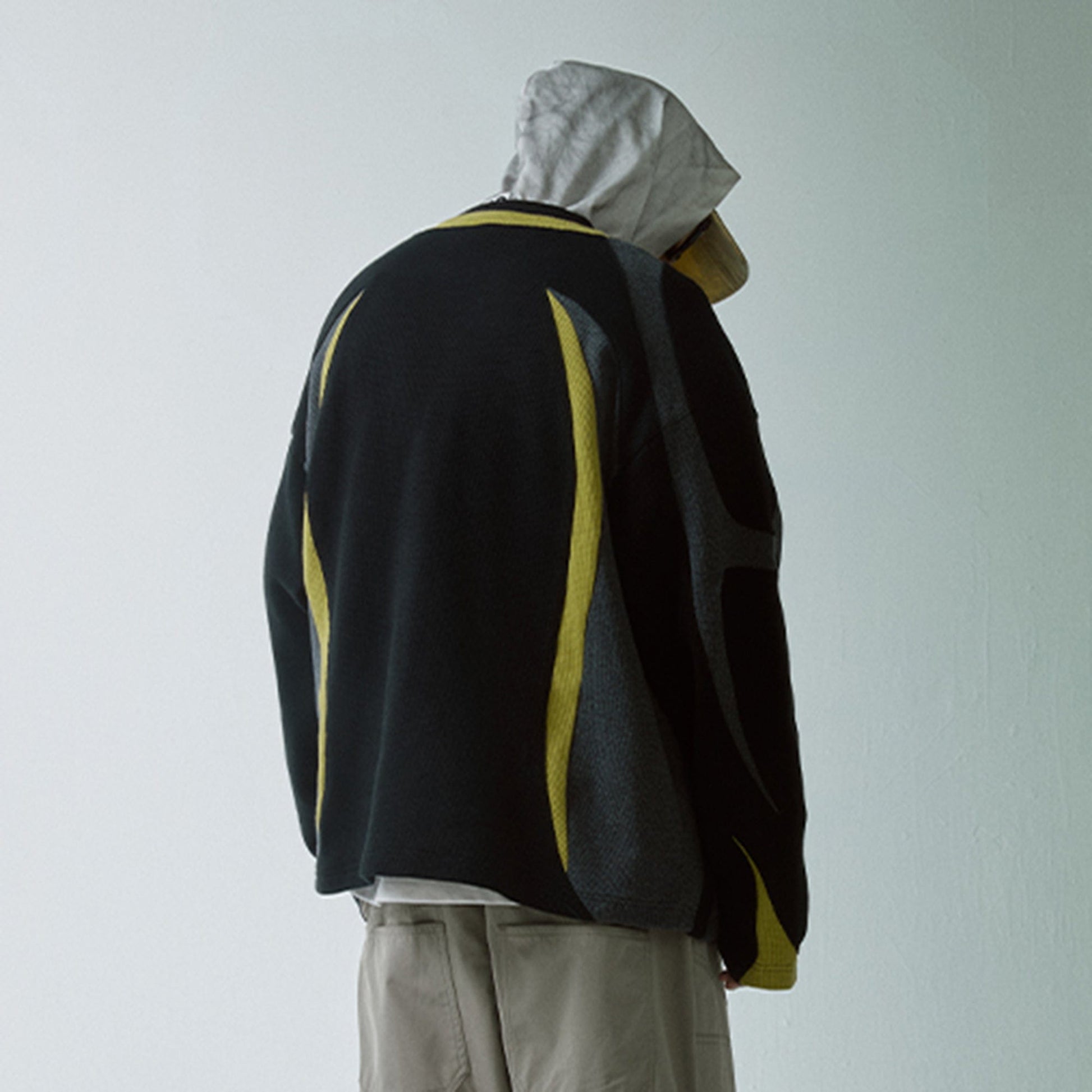 F2CE Modern Deconstructed Waffle Sweatshirt-Sweatshirt-S-Black-Free Shipping Leatheretro