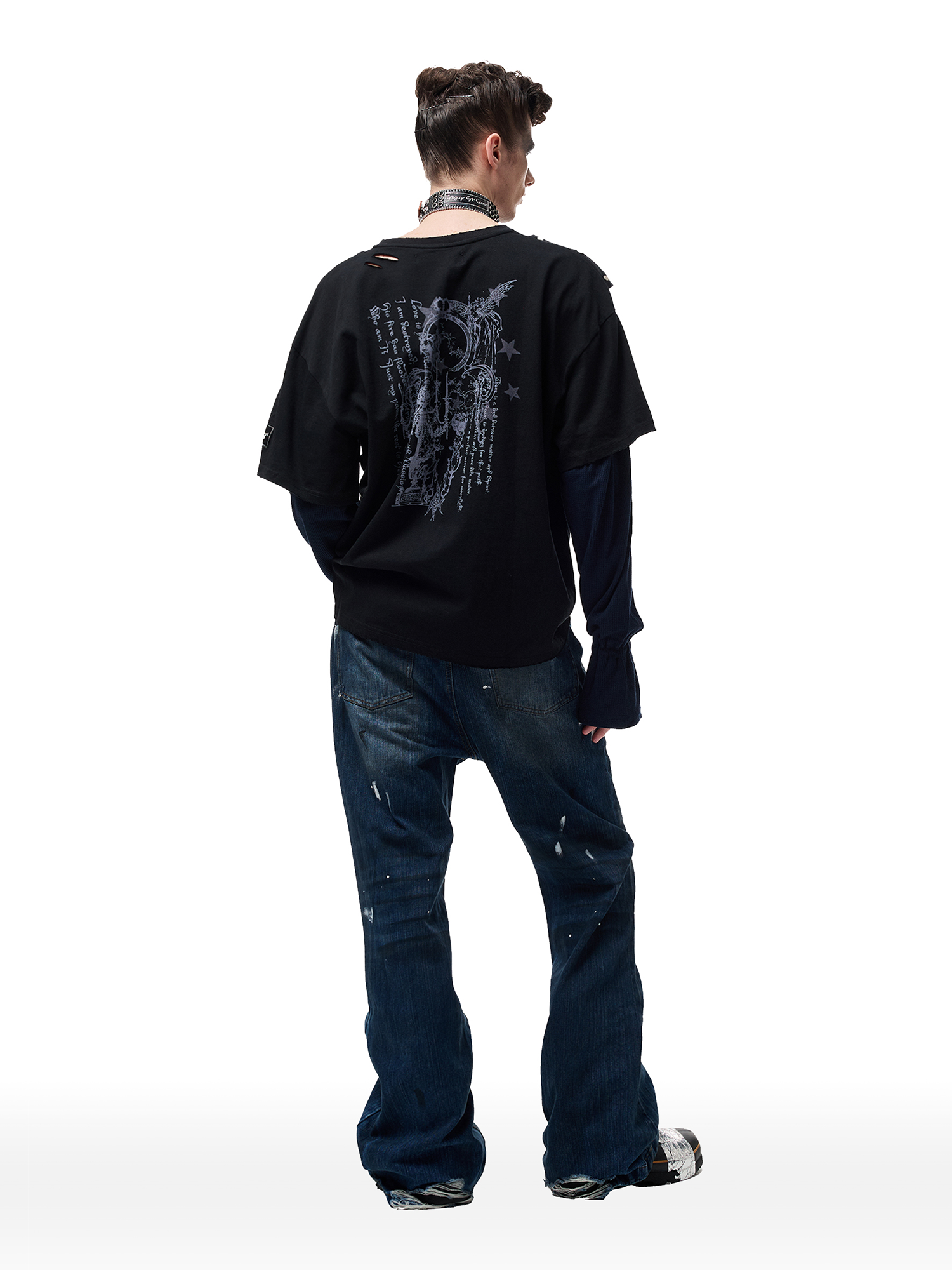 CYCYCY Retro Washed Distressed Flared Jeans-Jeans-XXS / 27"-Free Shipping Leatheretro