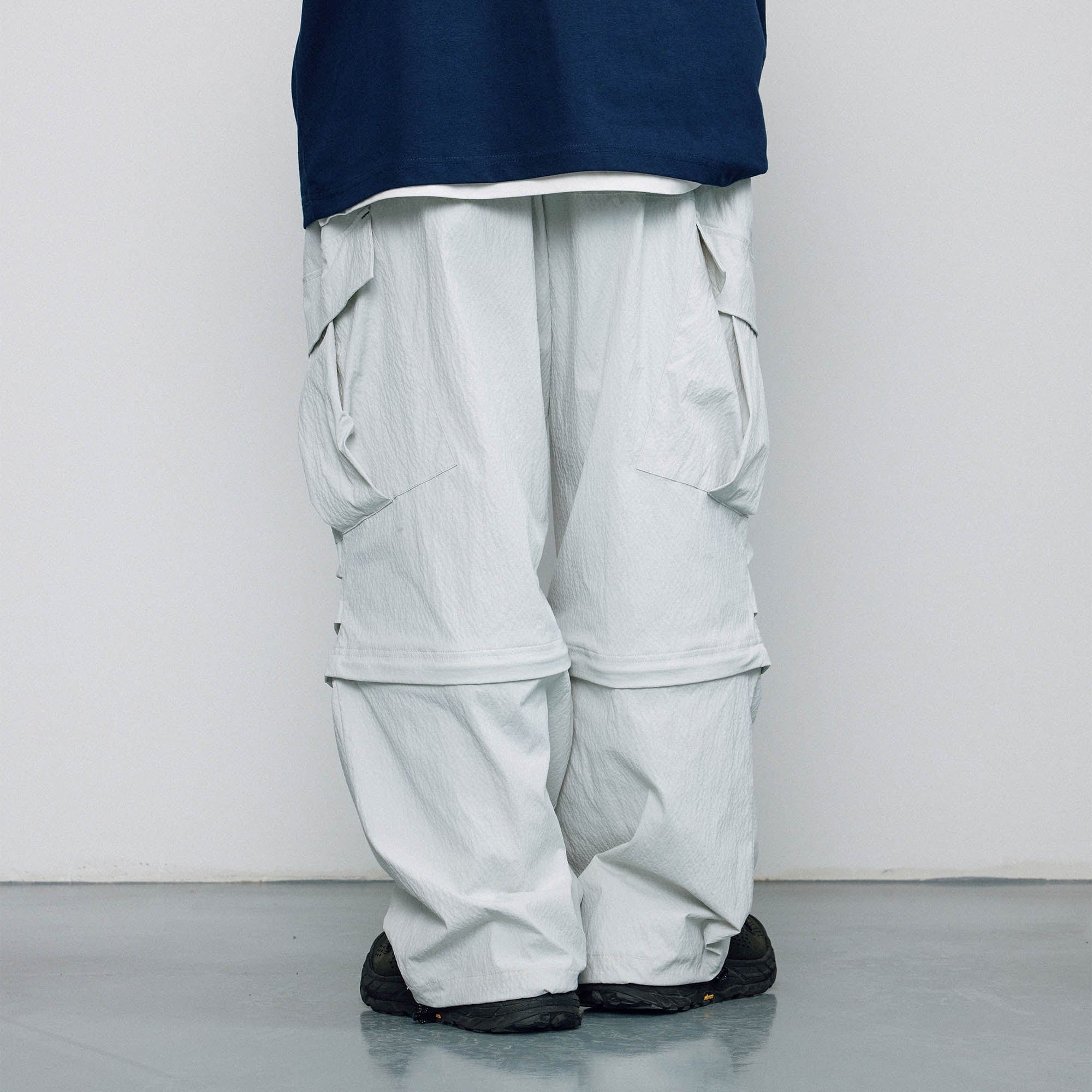 BANANA CLUB Crinkled Multi-Pocket Detachable Cargo Pants-Pants-S-White-Free Shipping Leatheretro