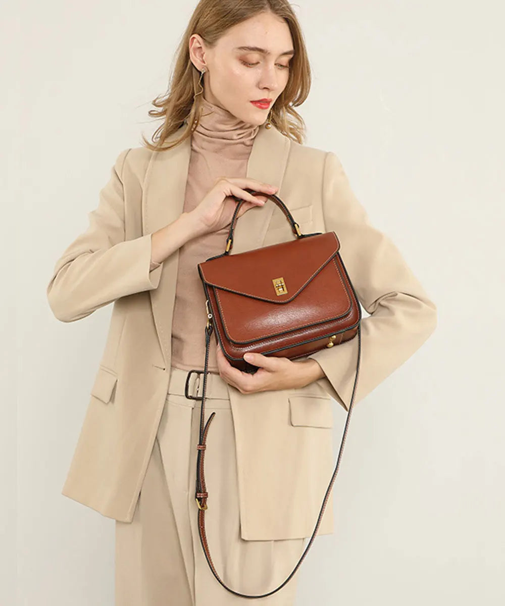Real Cowhide Crossbody Bag – Retro Designer Small Satchels-Handbags-Dark Green-Free Shipping Leatheretro