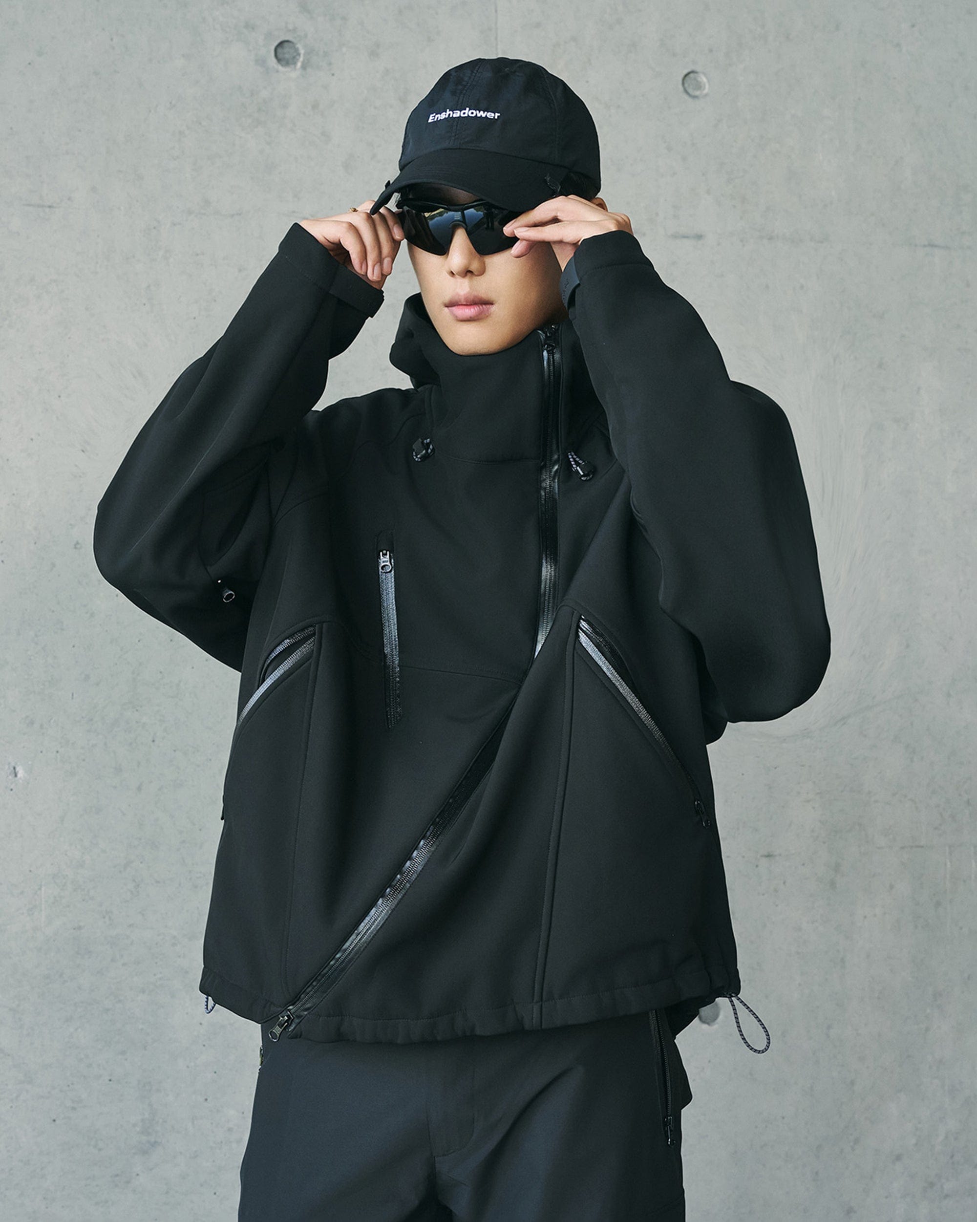 ENSHADOWER Deconstructed Asymmetrical Windbreaker-Jacket-S-Black-Free Shipping Leatheretro
