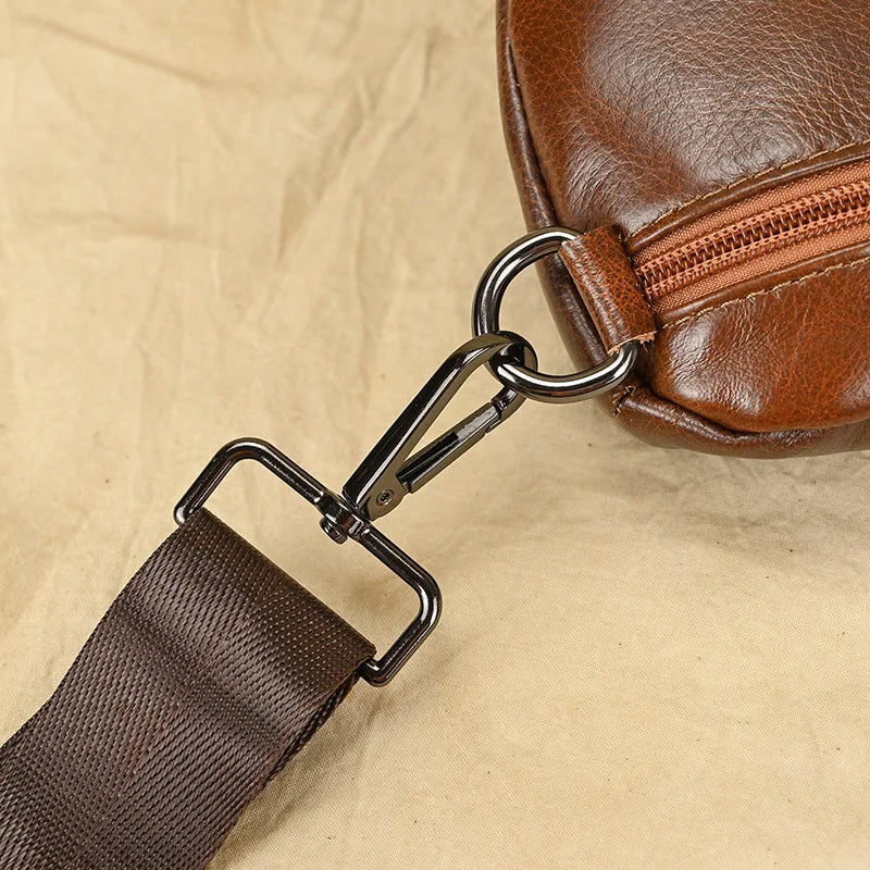 Soft Genuine Leather Men's Chest Pack-Chest Bags-Brown-Free Shipping Leatheretro